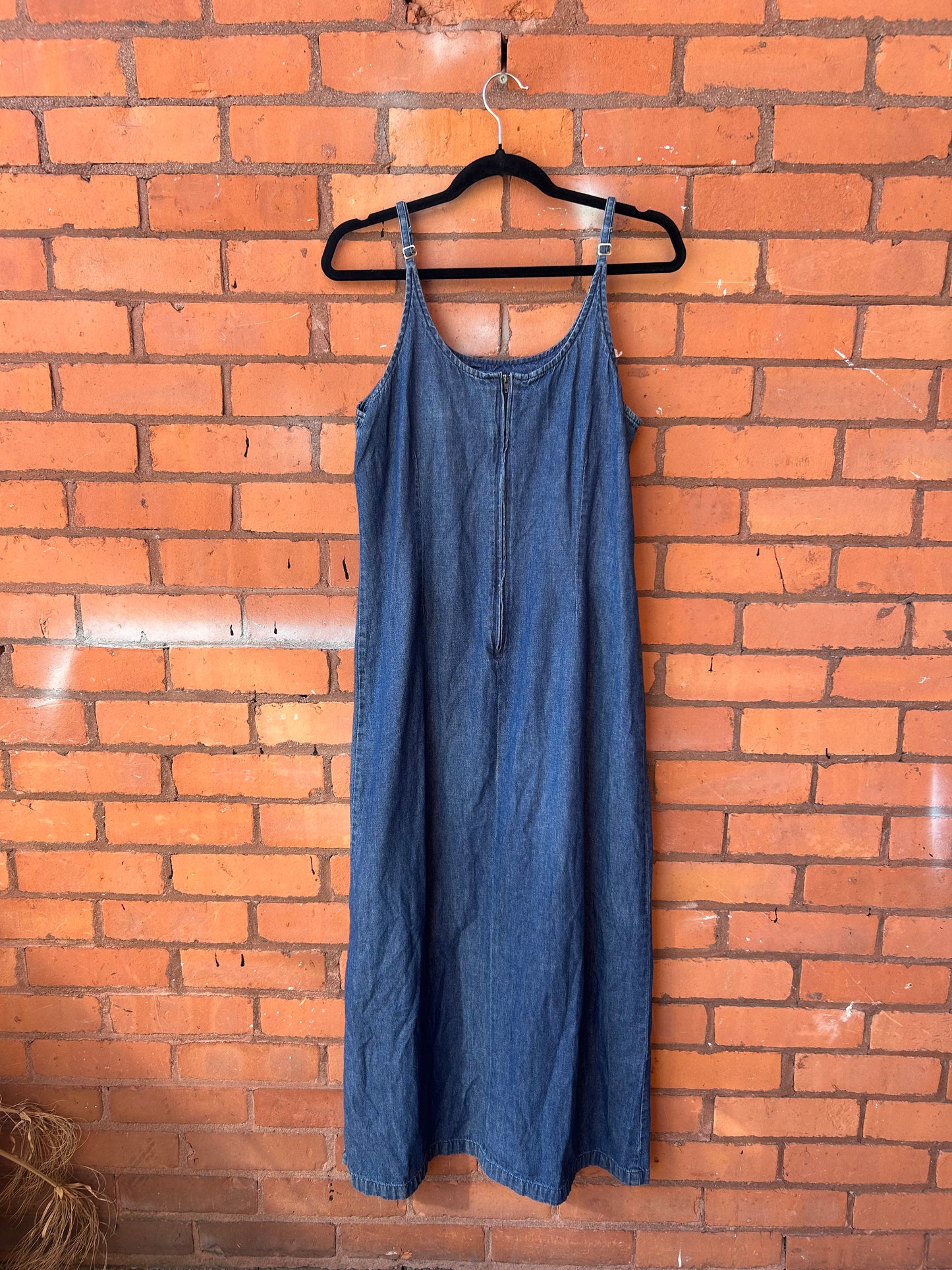 90’s Vintage Denim Maxi Dress / Size 10