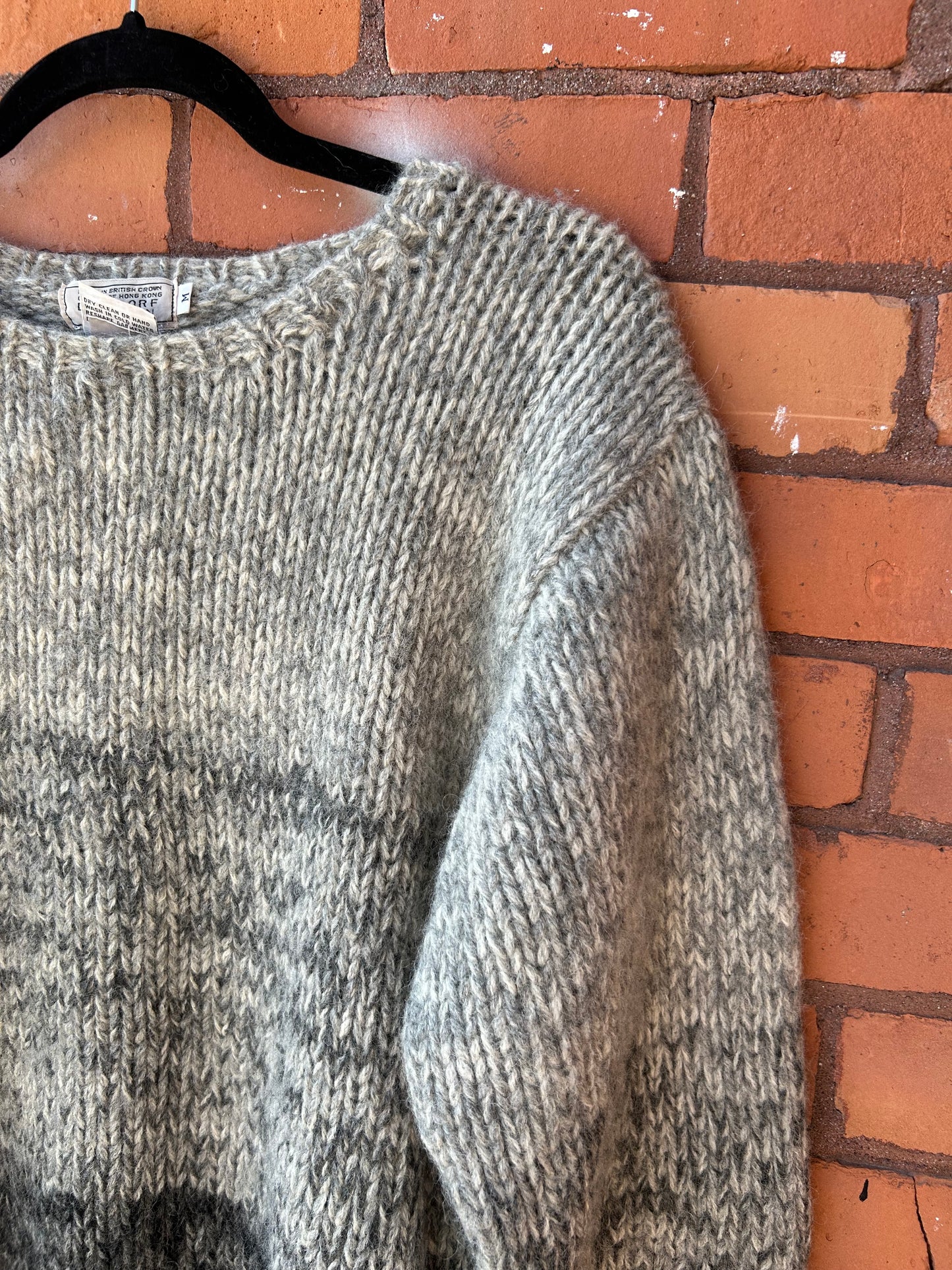 90’s Vintage Grey Shetland Wool Chunky Knit Sweater / Size M