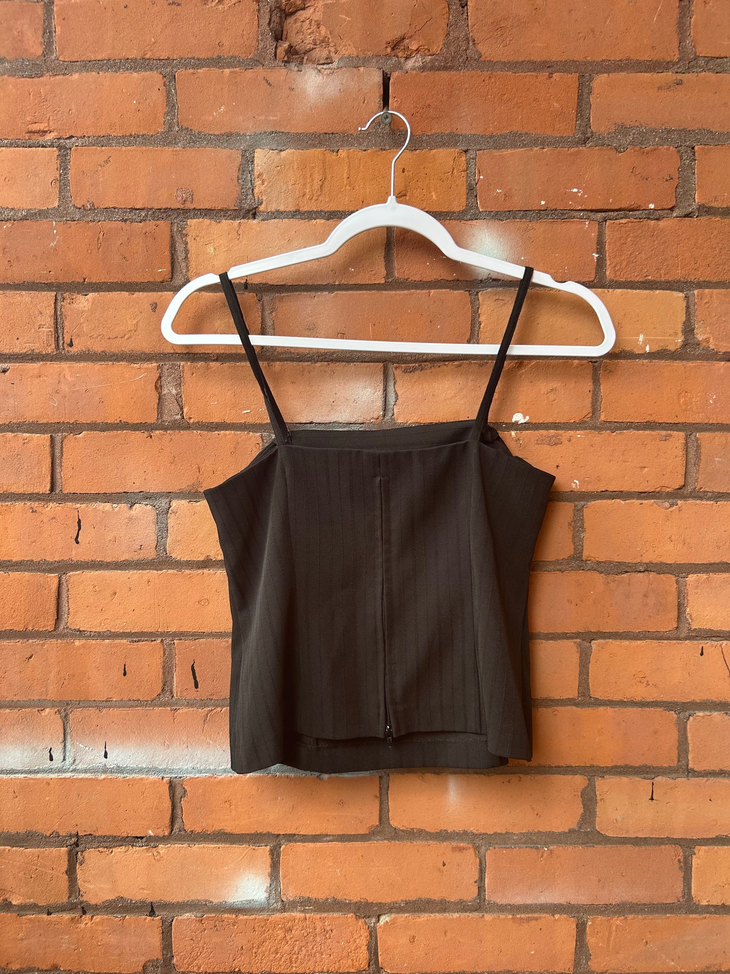90’s Vintage Black Striped Square Neck Cropped Tank Top / Size S