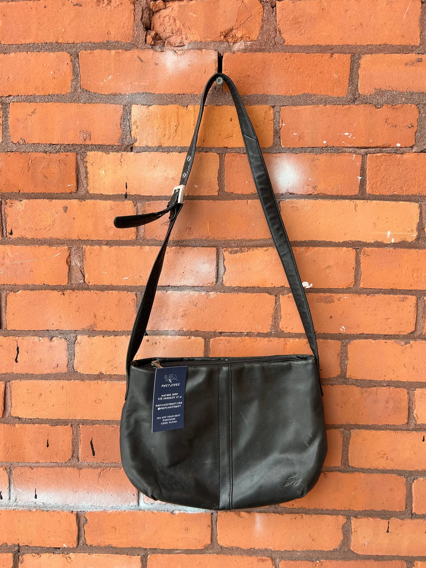 Y2K Vintage Black Leather Crossbody Purse