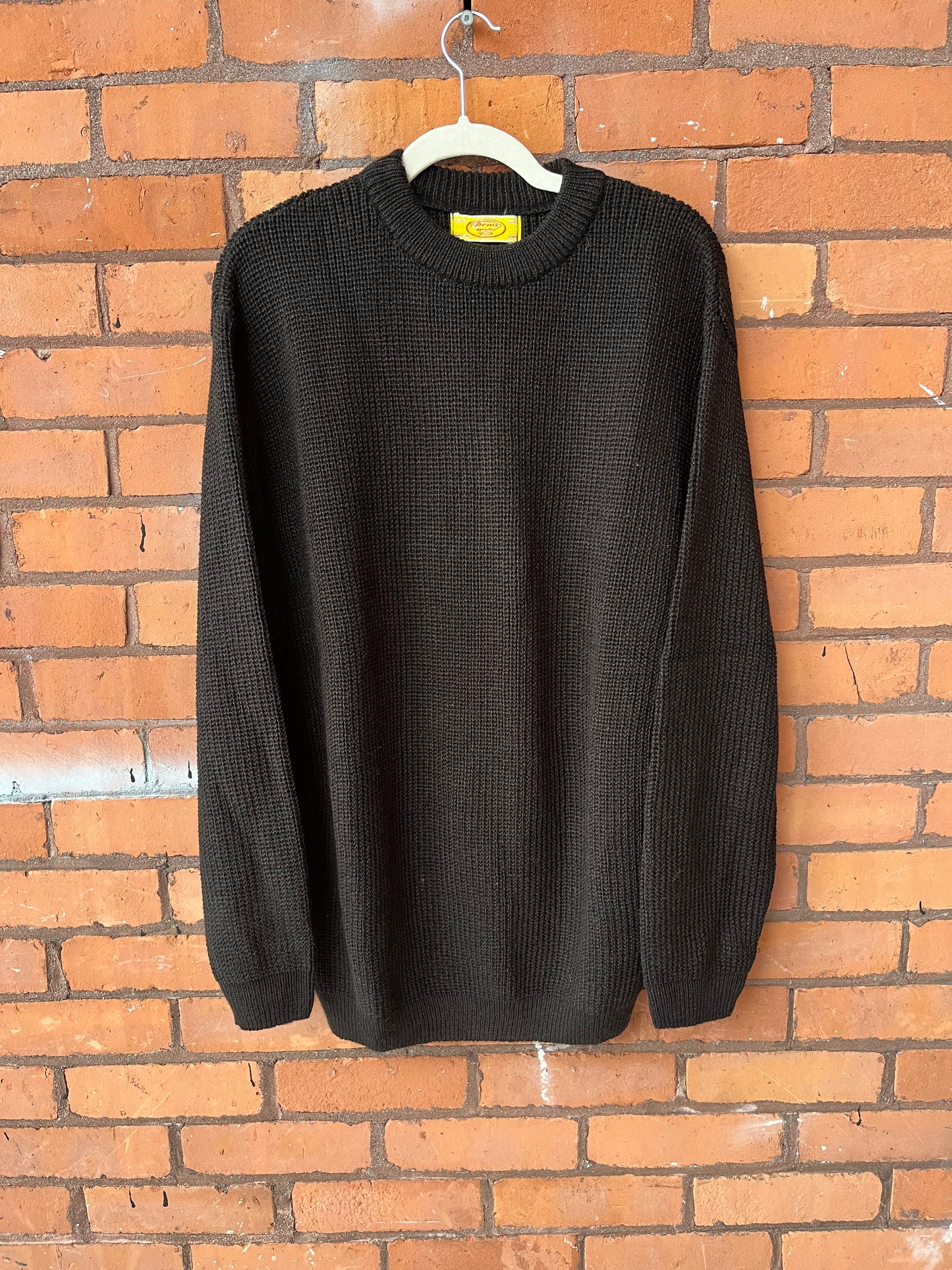 90’s Vintage Black Chunky Knit Sweater / Size XL