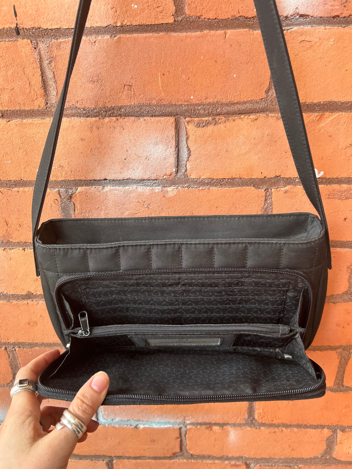 Y2K Vintage Black Nylon Quilt Shoulder Purse
