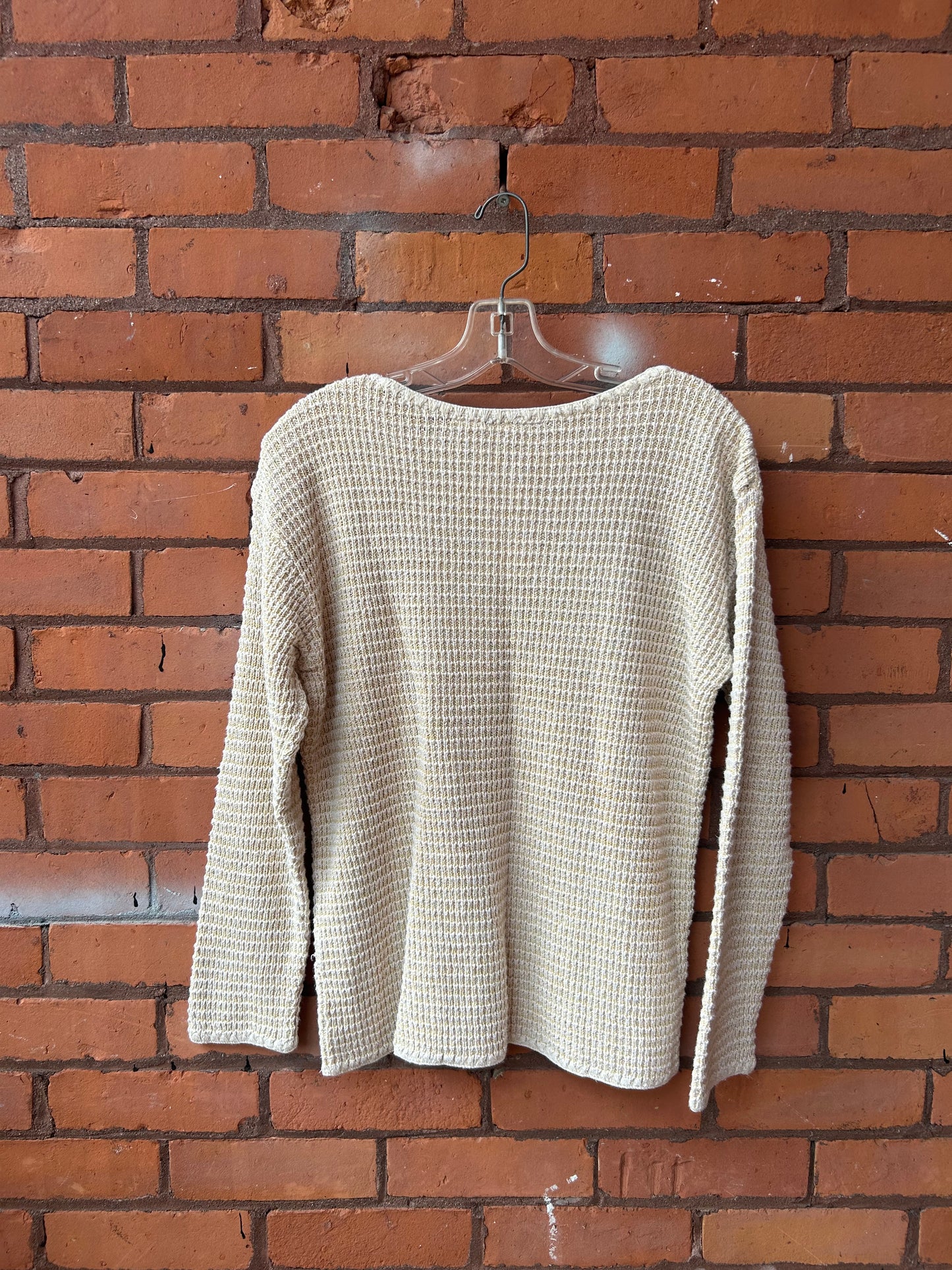 90’s Vintage Beige Silk & Cotton Waffle Knit Sweater / Size M