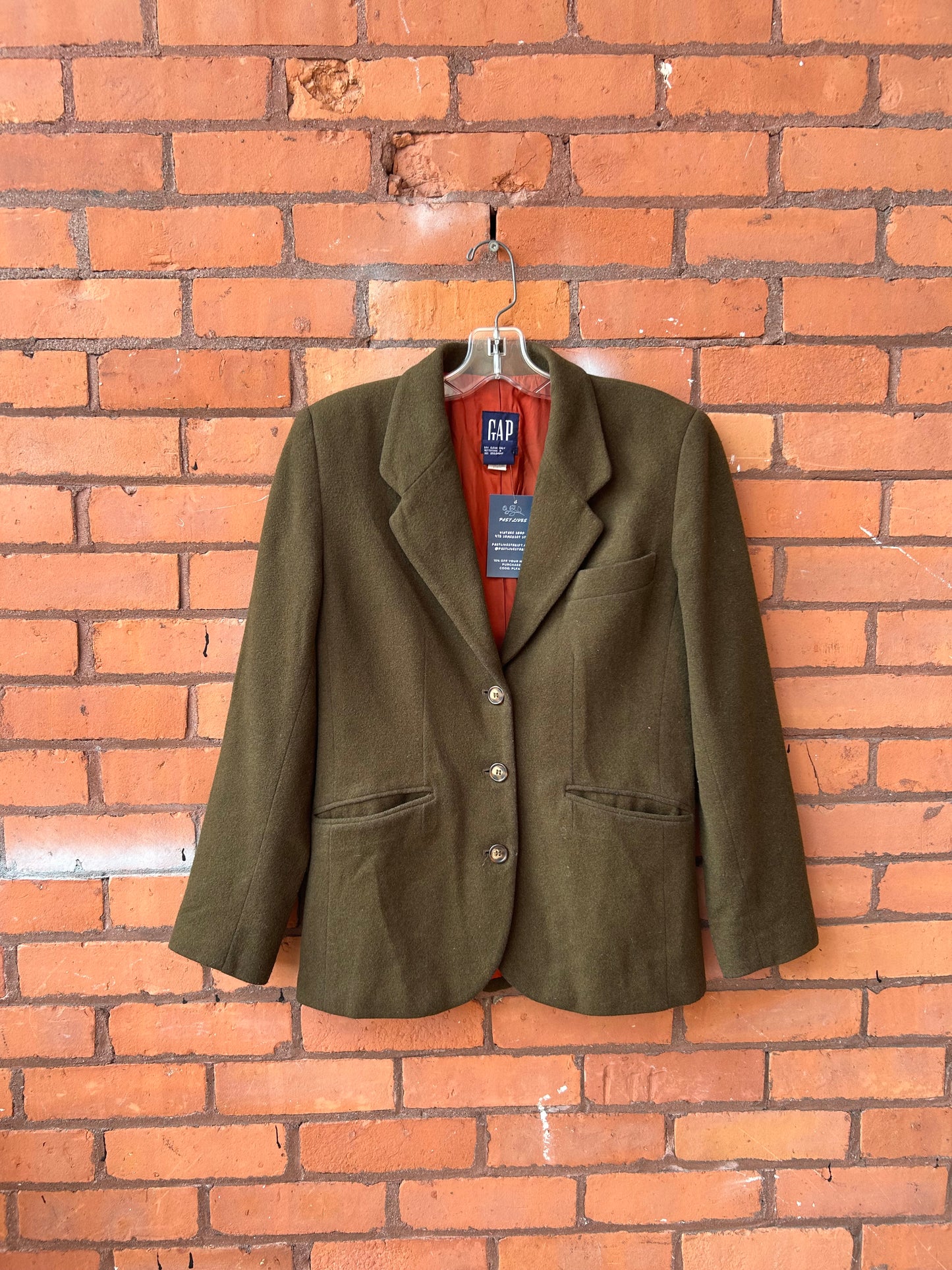 90’s Vintage Gap Olive Green Wool Blazer / Size S