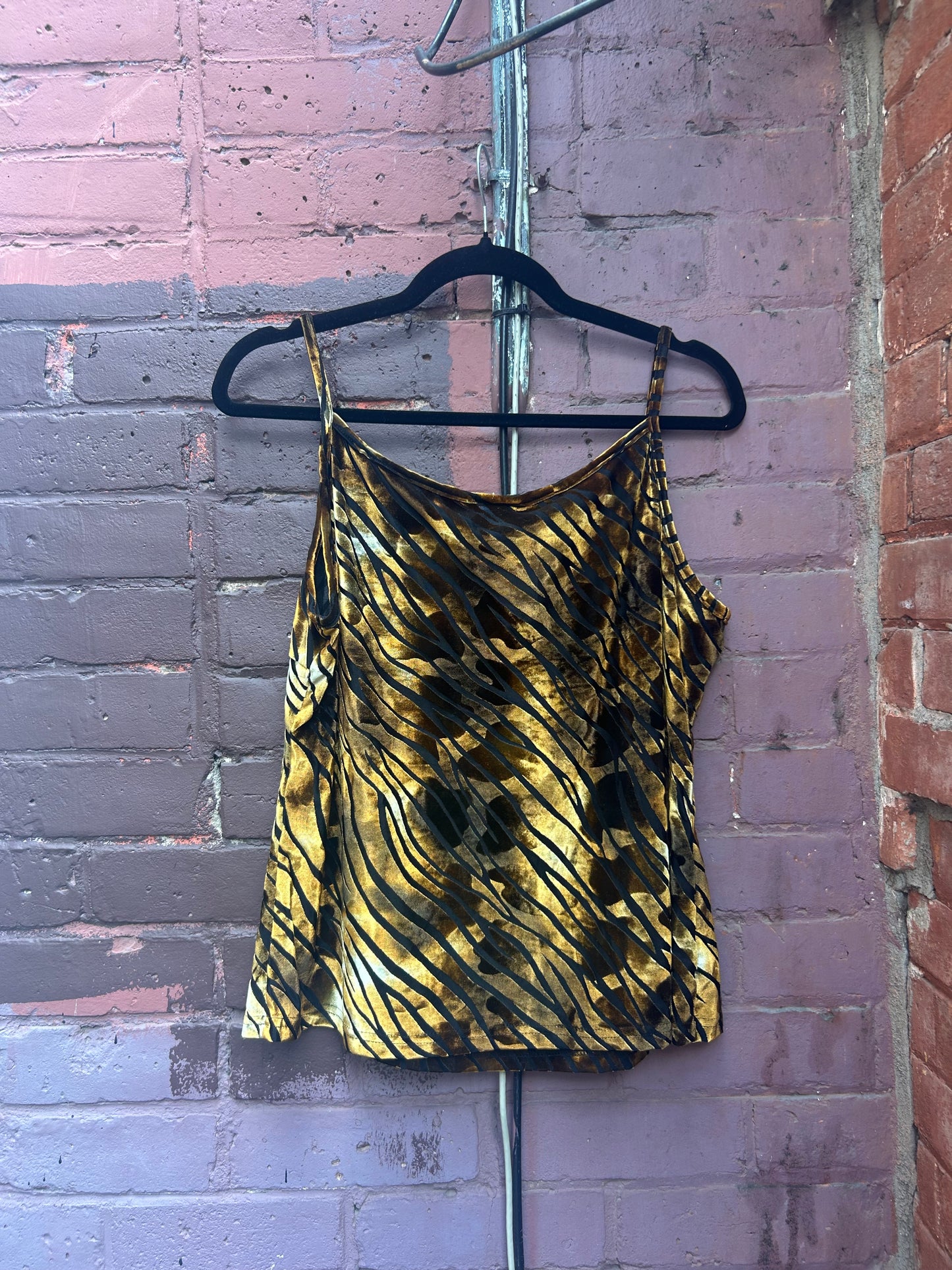 90’s Vintage Tiger Velvet Burn Out Tank / Size L