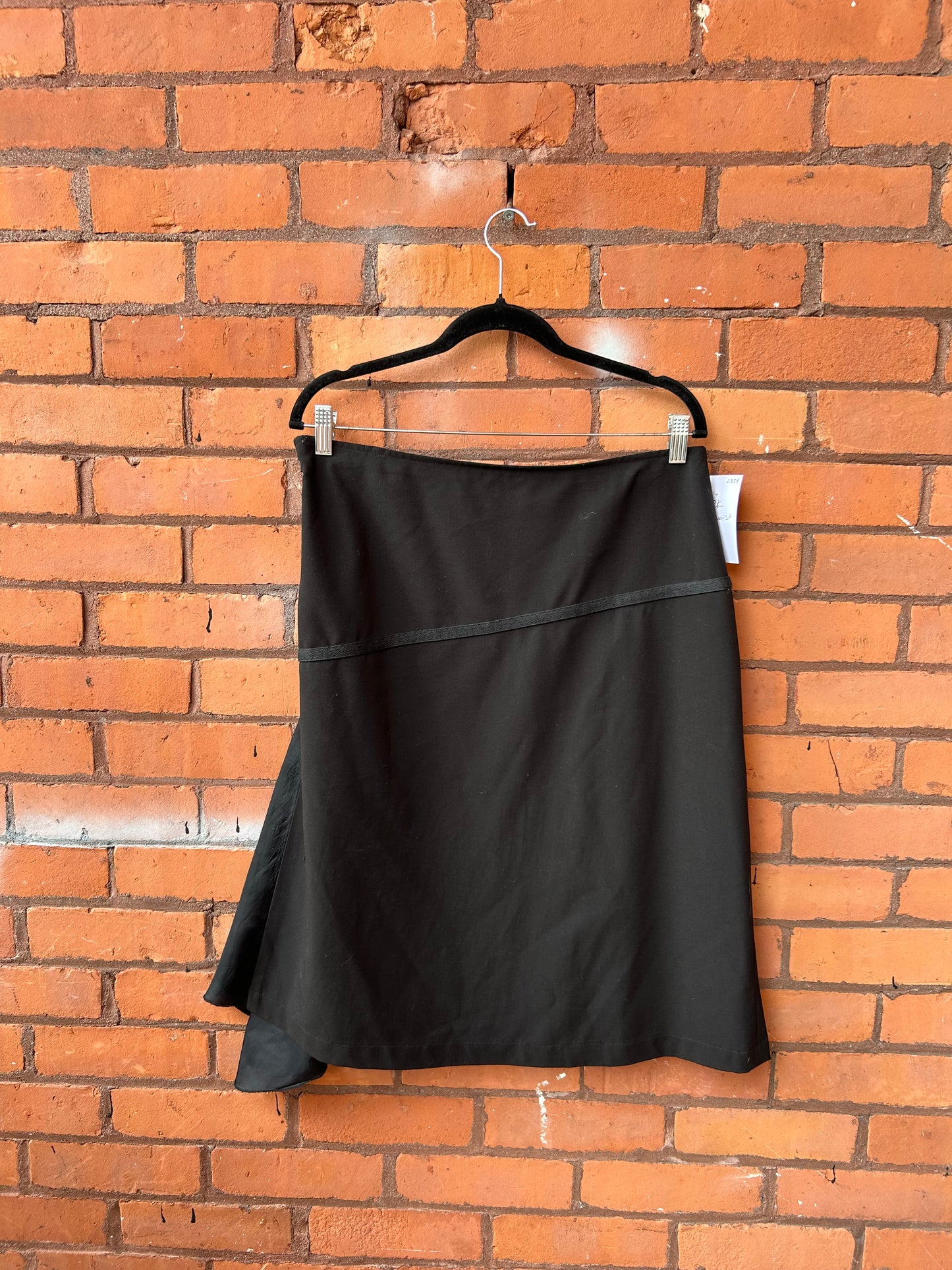 Y2K Vintage Black Asymmetrical Lace Up Midi Skirt / 34 Waist
