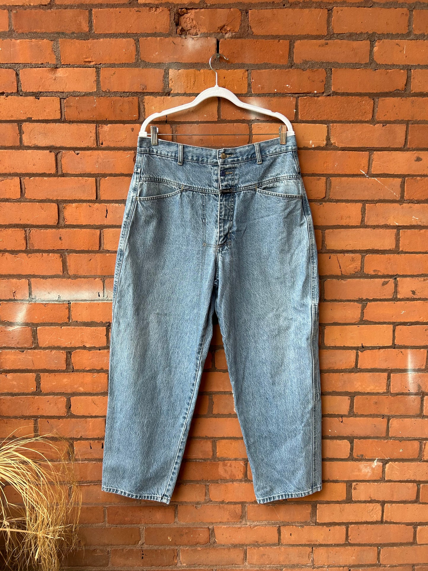 80’s Vintage Girbaud High Waist Light Wash Jeans / 36 Waist