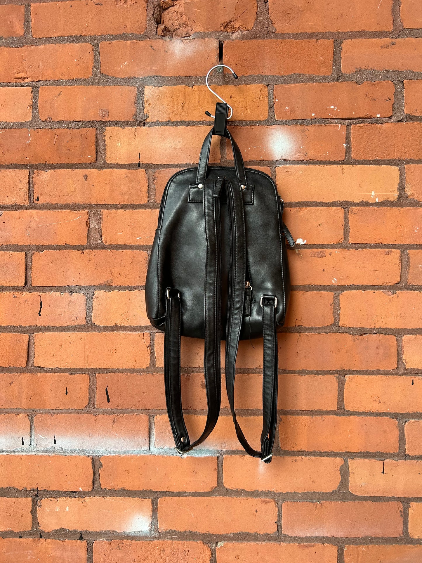 Y2K Vintage Black Faux Leather Mini Back Pack
