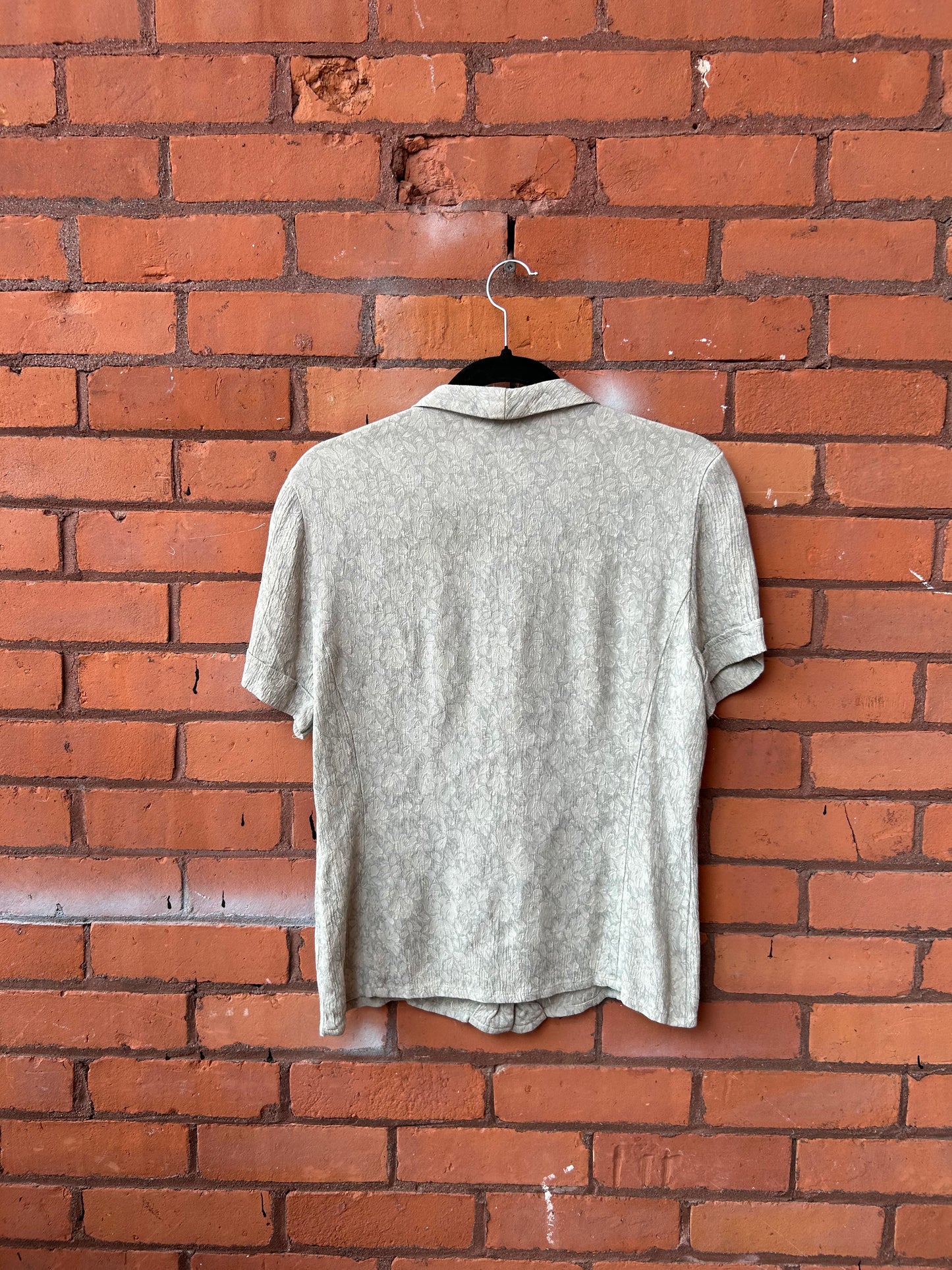 90’s Vintage Sage Green Floral Button Down Top / Size M