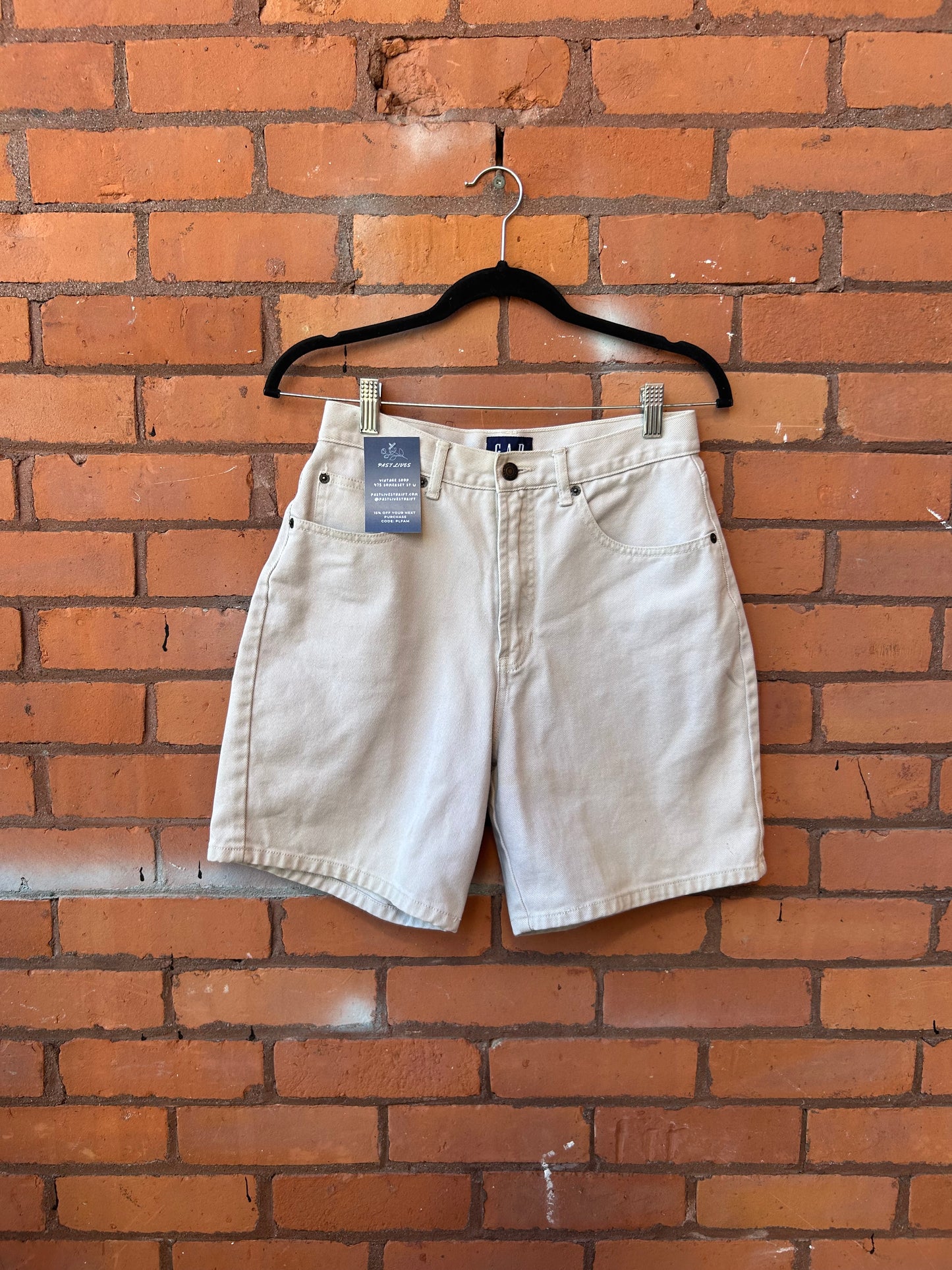 90’s Vintage Gap Beige Denim Mid Length Shorts / 28 Waist