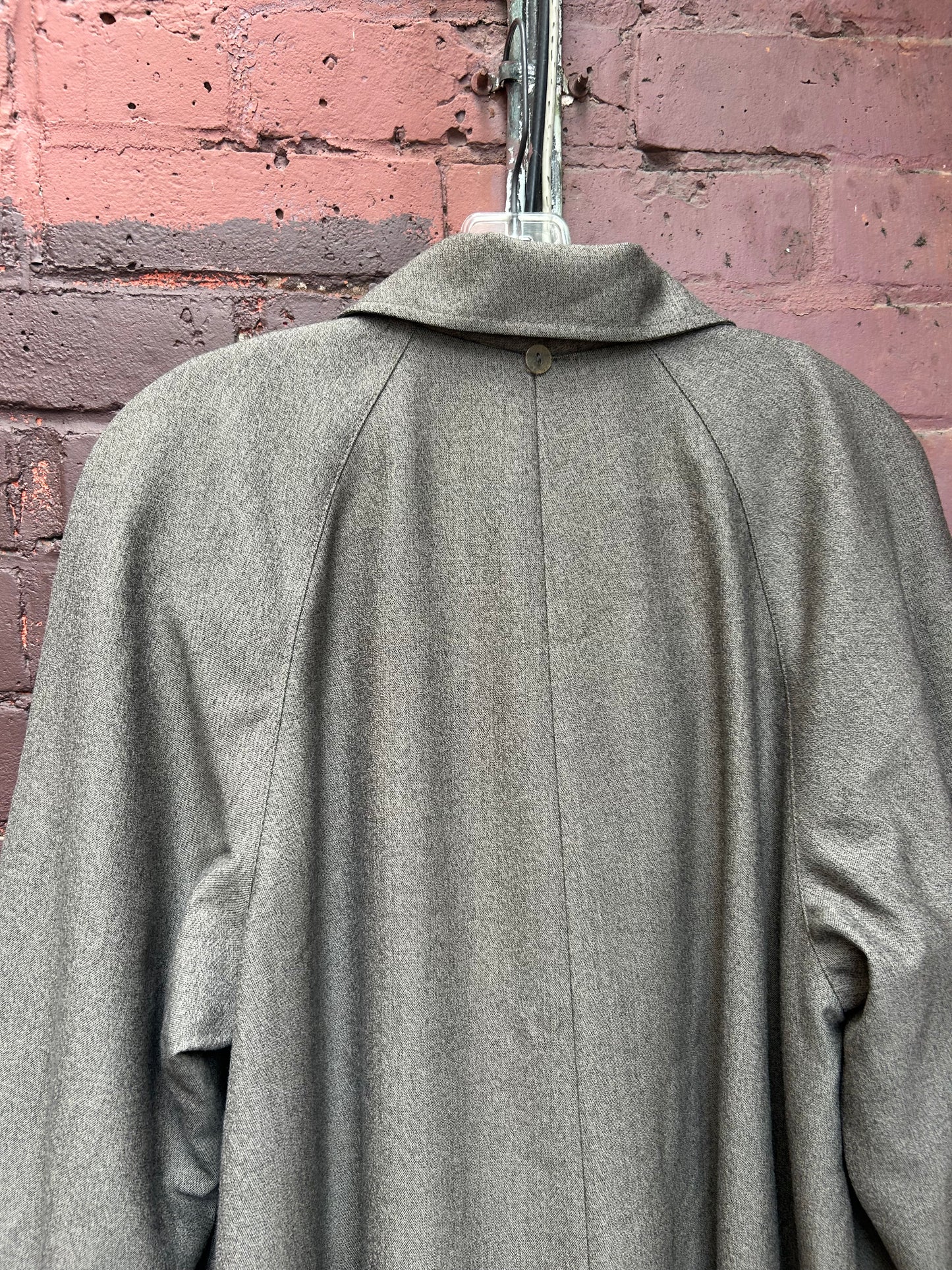 90's Vintage Grey Wool Raglan Over Coat / Size M