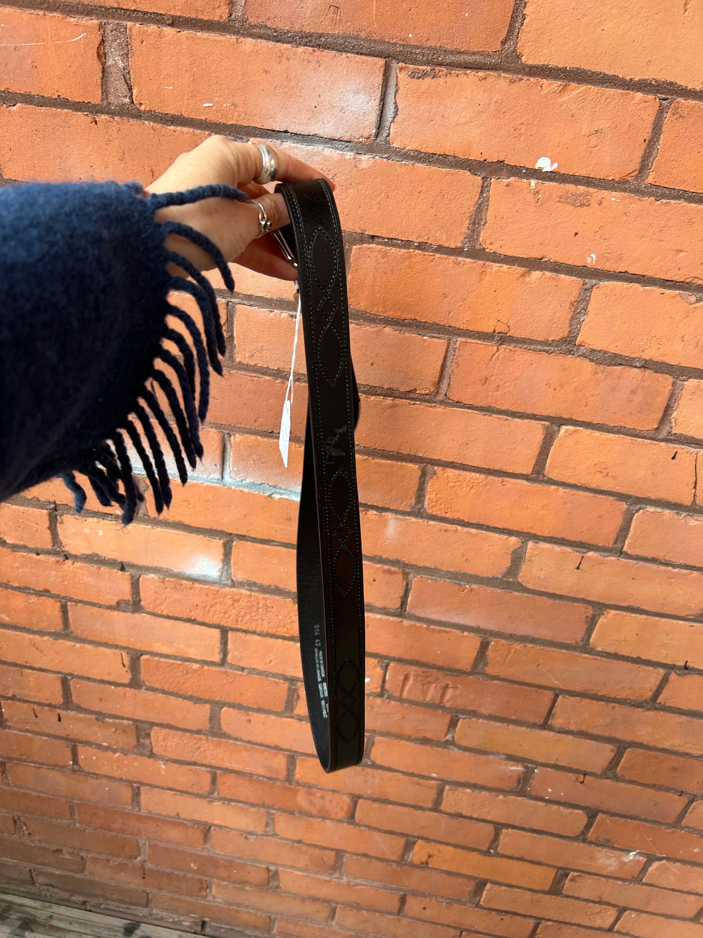 90’s Vintage Black Leather Western Belt / 42-46 Waist