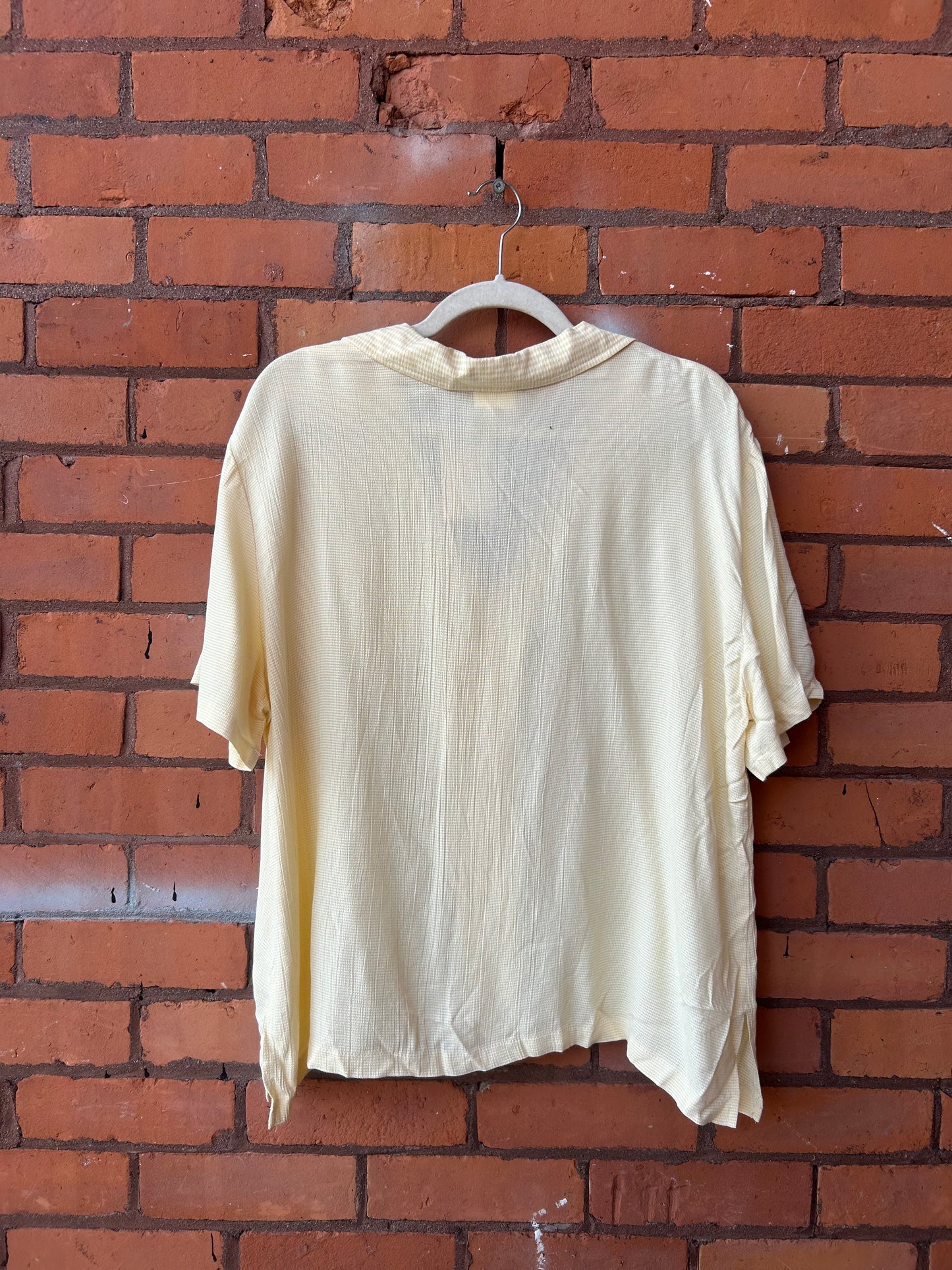 90’s Vintage Butter Yellow Short Sleeve Blouse / Size XXL