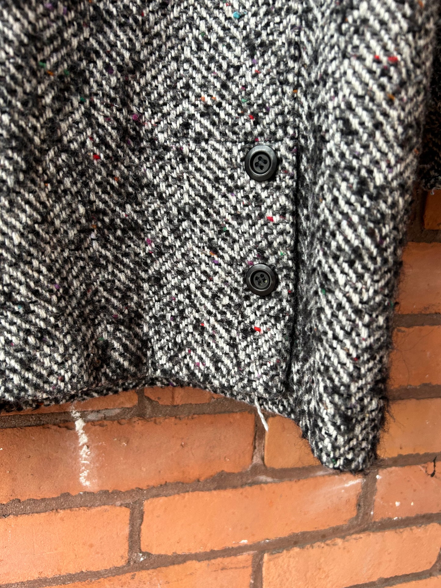 80’s Vintage Tweed Double Breasted Slouchy Midi Coat / Size L