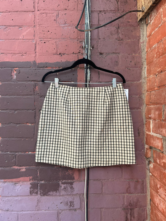 90's Vintage Neutral Plaid Mini Skirt / 30 Waist