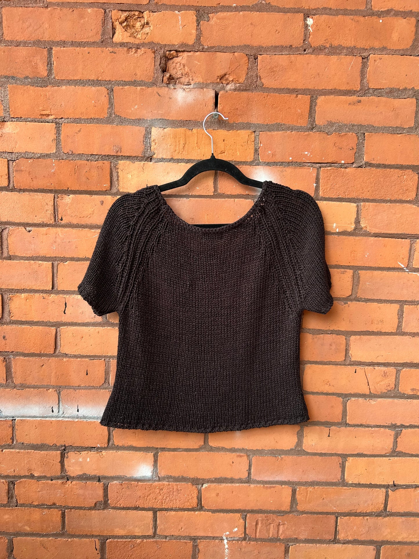 90’s Vintage Black Loose Knit Keyhole Tee / Size M