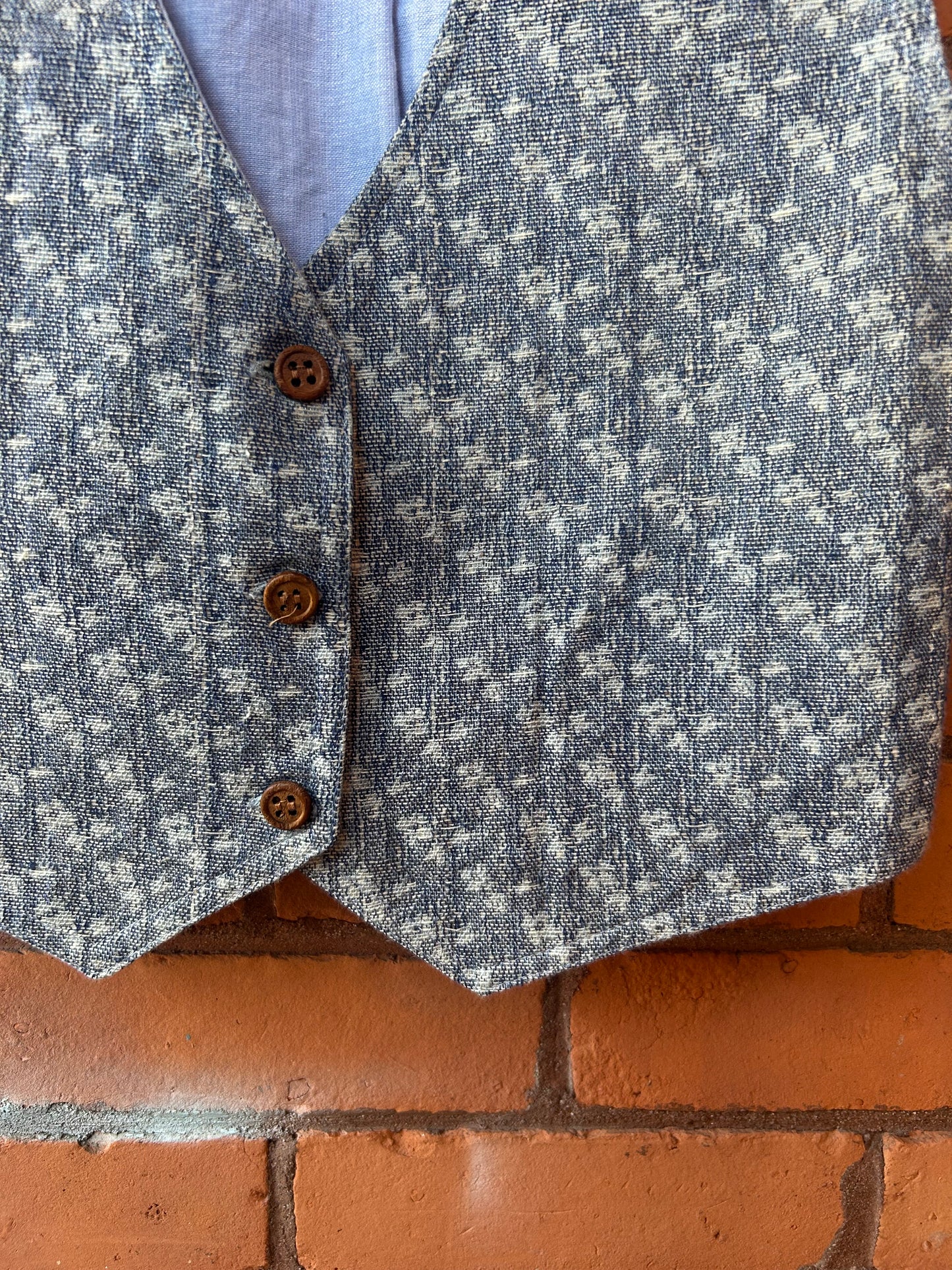 90’s Vintage Blue Cotton Cropped Vest / Size S