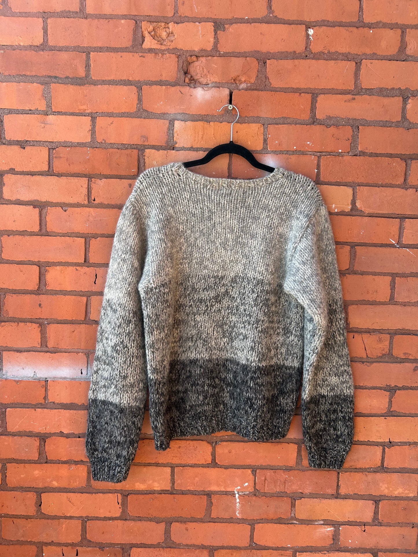 90’s Vintage Grey Shetland Wool Chunky Knit Sweater / Size M