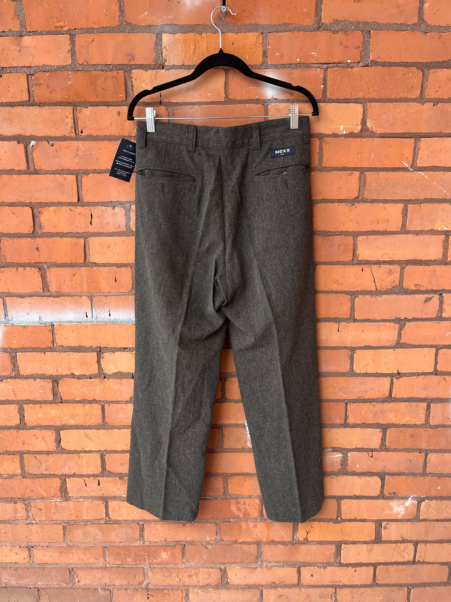 90’s Vintage Taupe Pleated Wool Trousers / 30 Waist