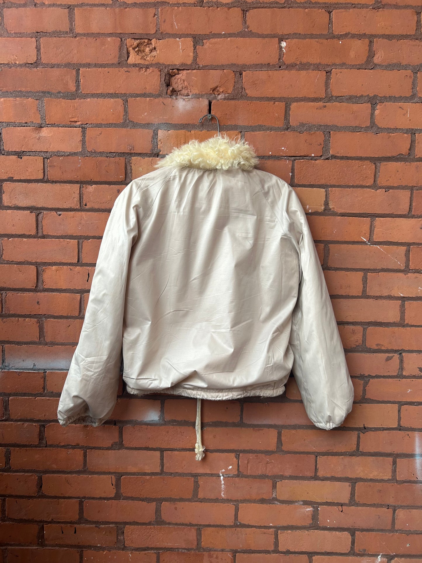 80’s Vintage Sheepskin Reversible Bomber Jacket / Size XS-S