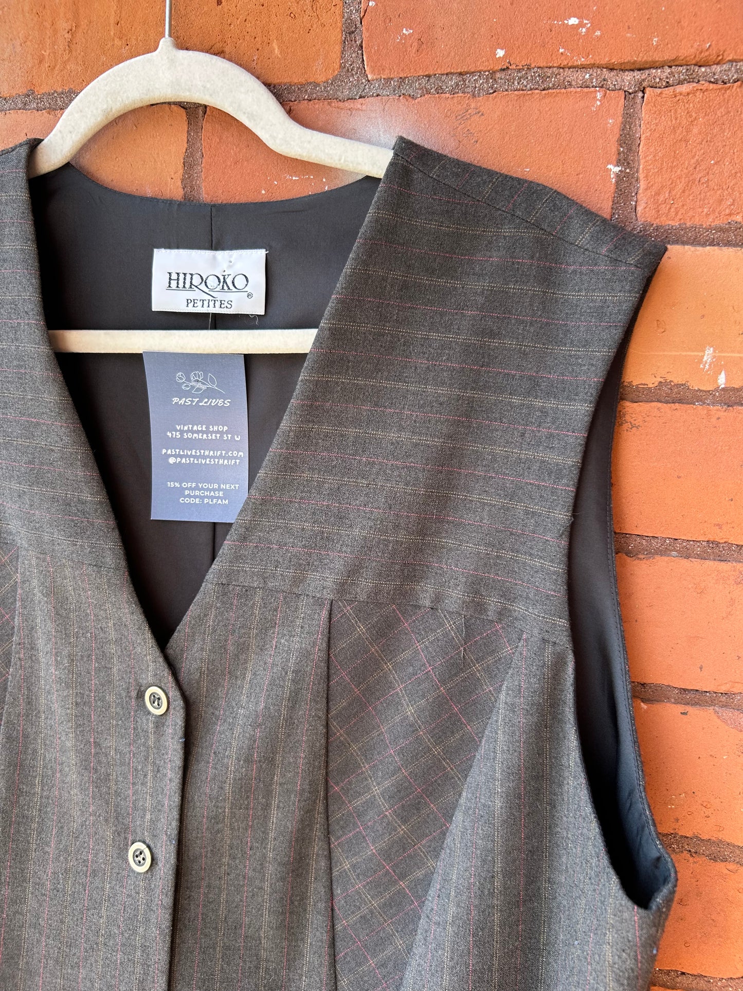 90’s Vintage Charcoal Plaid Vest / Size XL