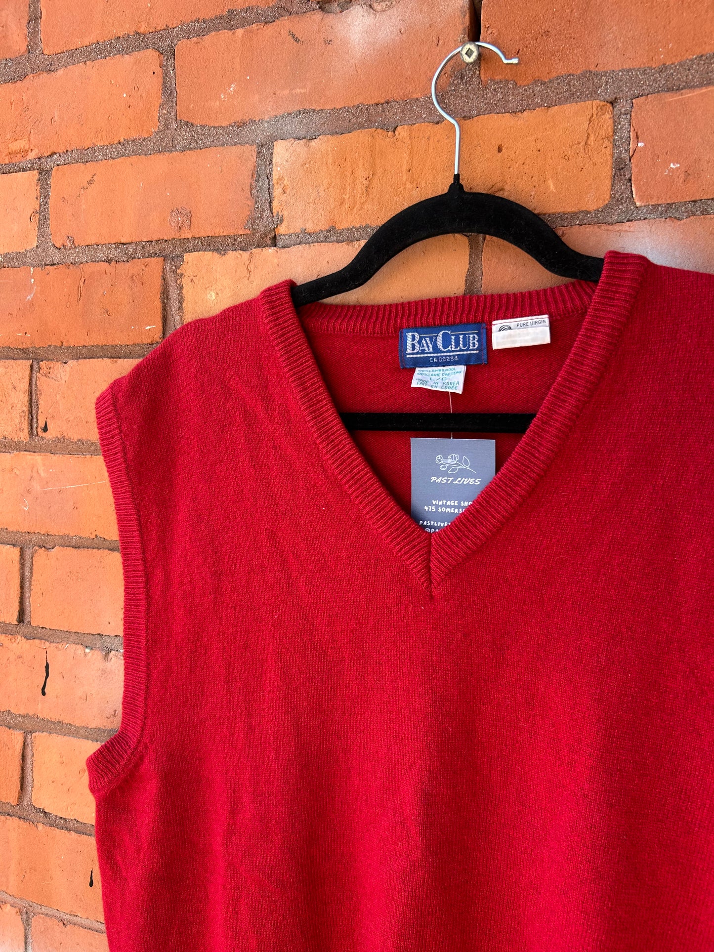 90’s Vintage Red Lambswool Sweater Vest / Size L