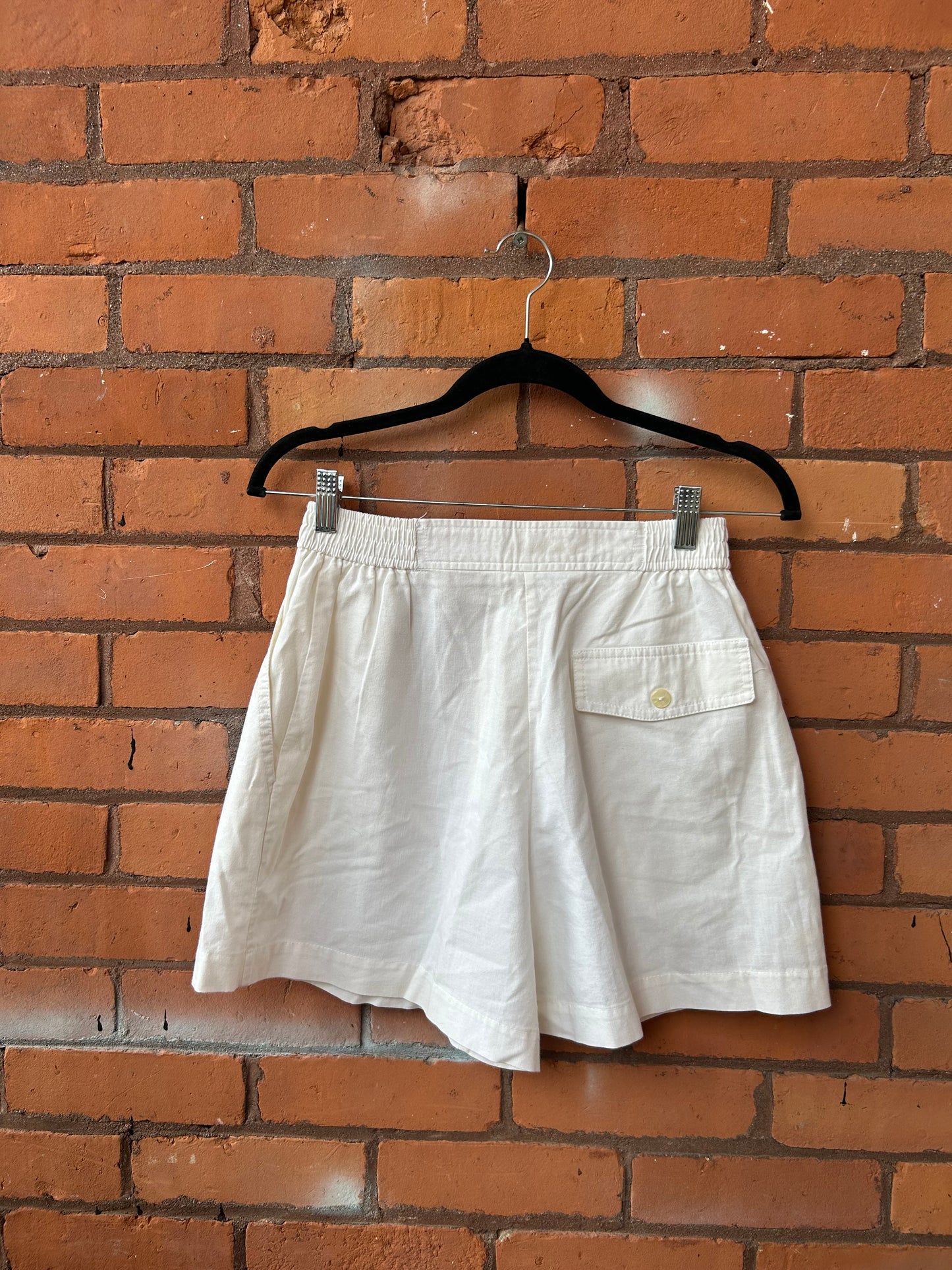 90’s Vintage White Cotton High Waist Shorts / 26 - 28 Waist