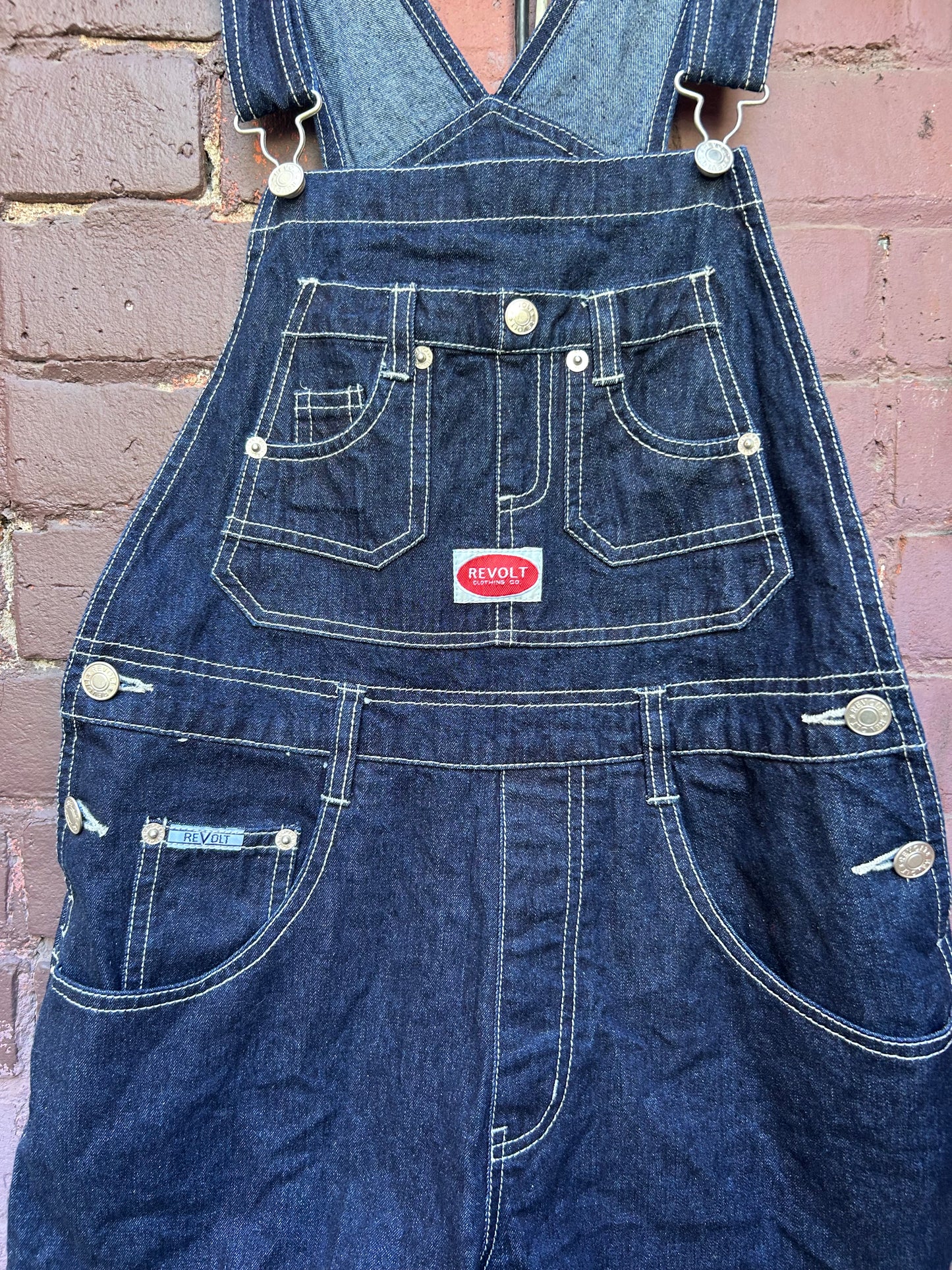 90’s Vintage Dark Wash Short Overalls / Size M