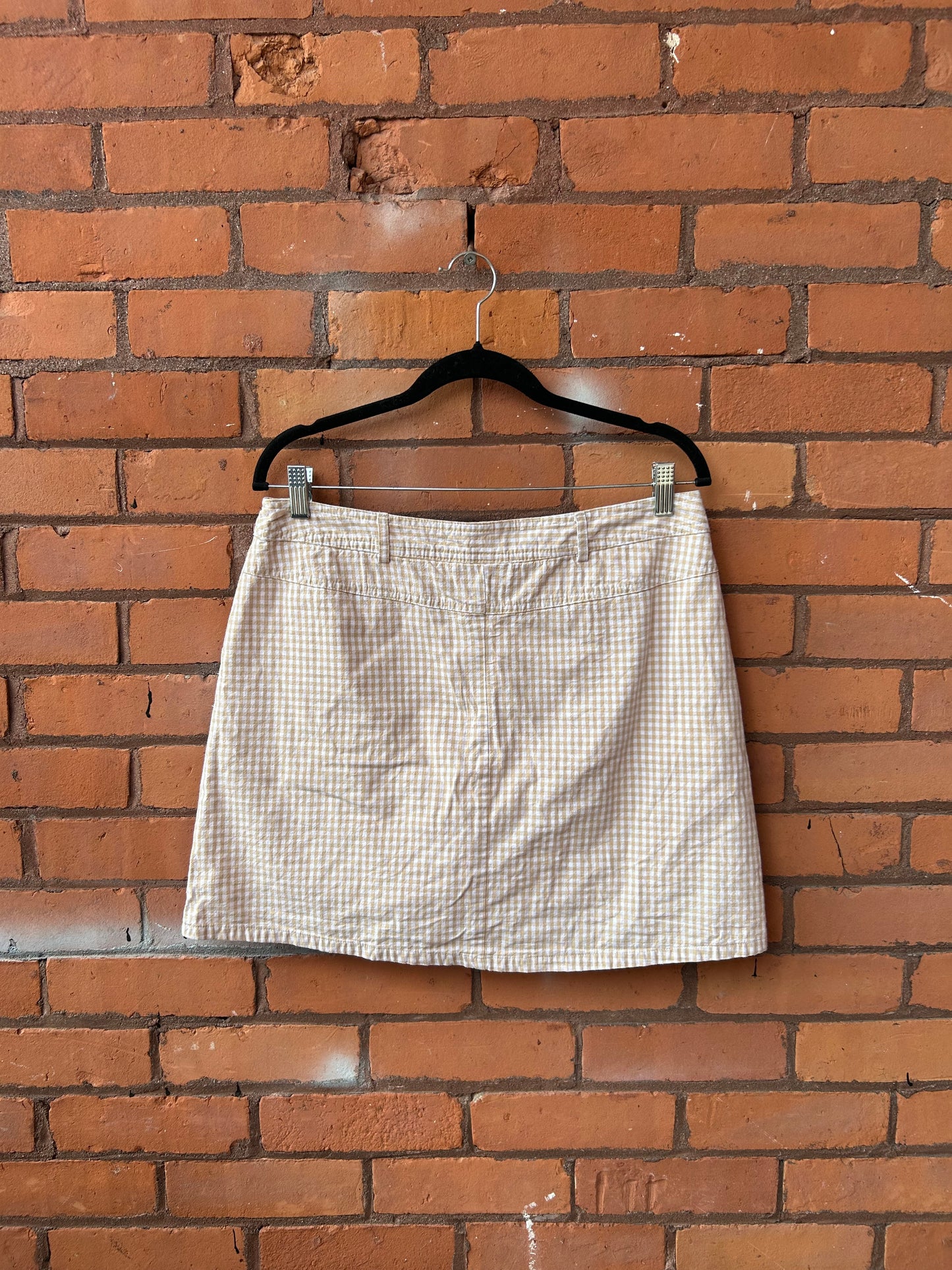 Y2K Vintage Cream & White Cotton Gingham Skort / 33 Waist