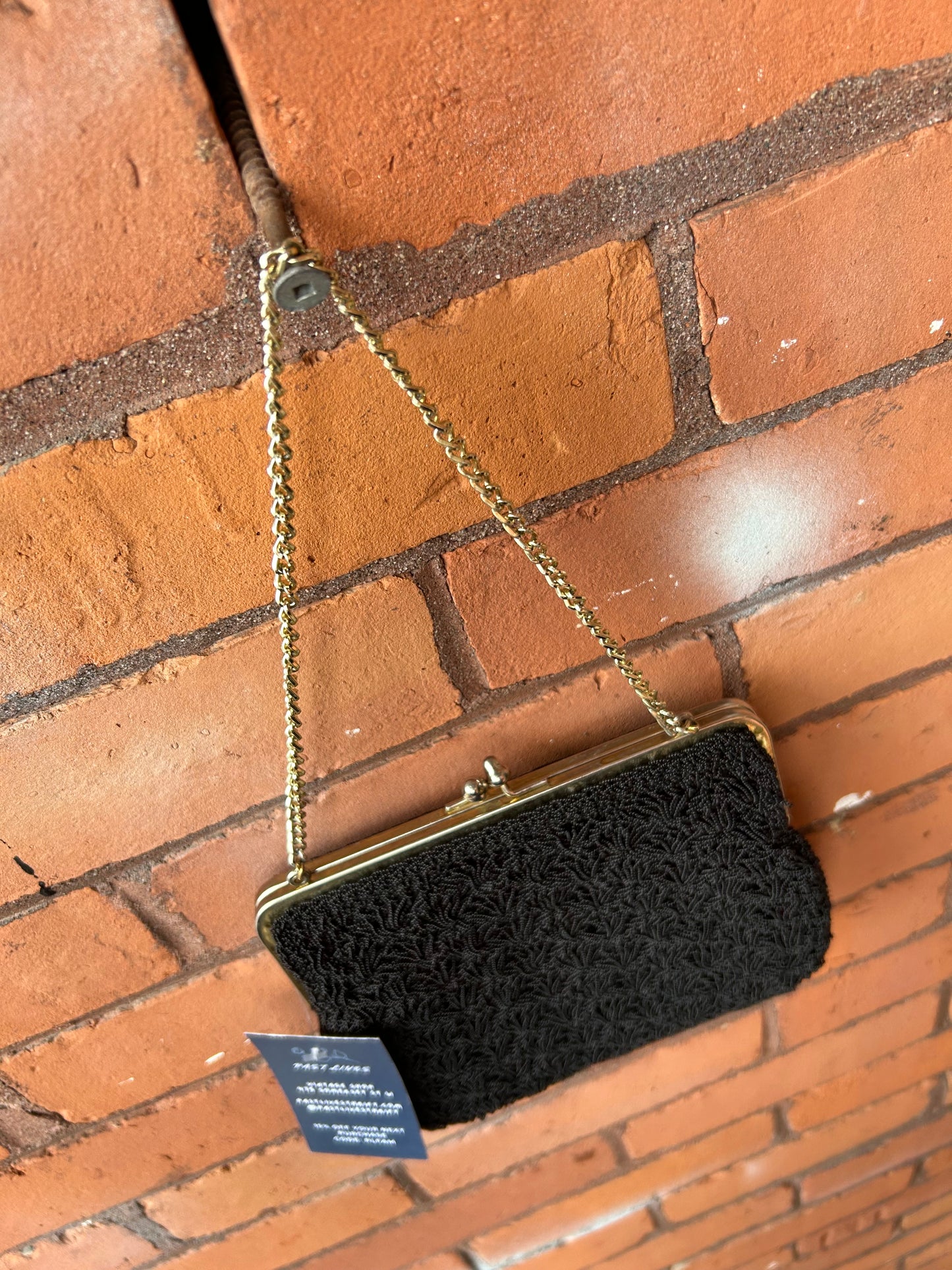 80’s Vintage Black Beaded Chain Purse