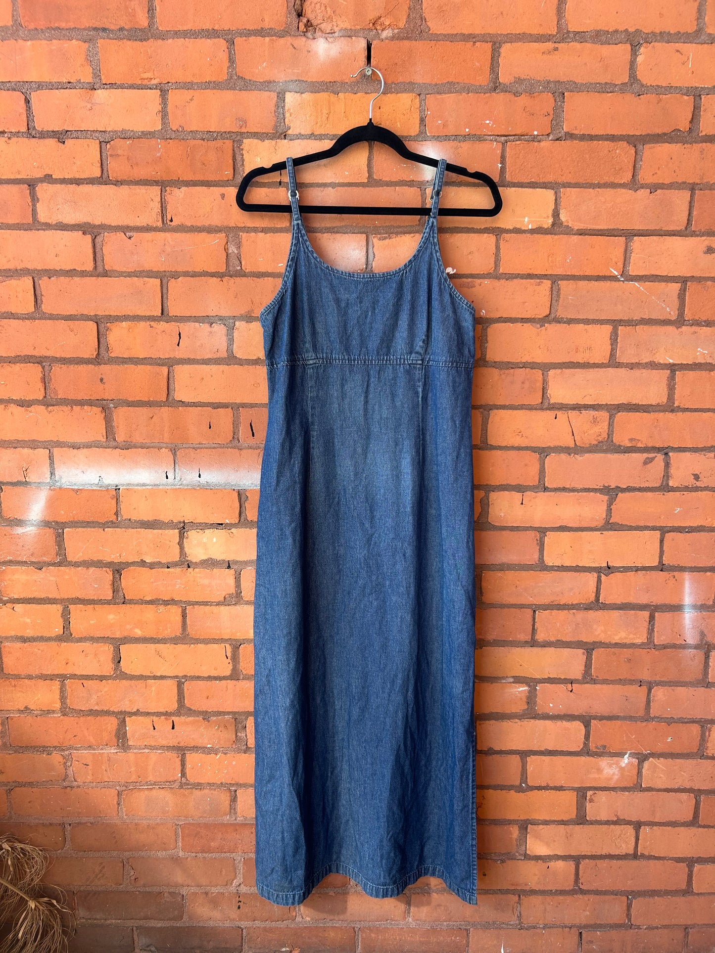 90’s Vintage Denim Maxi Dress / Size 10
