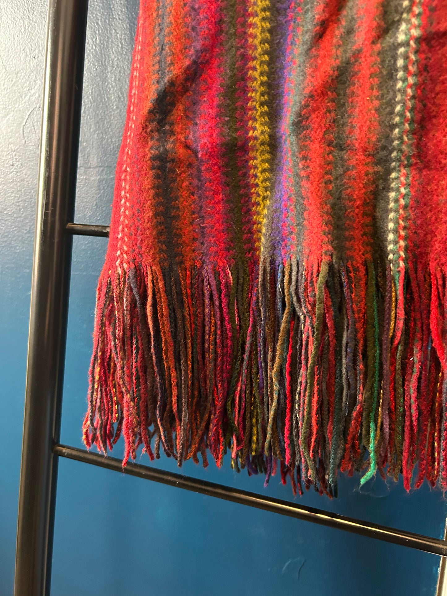90’s Vintage Multi Colour Tassle Blanket Scarf