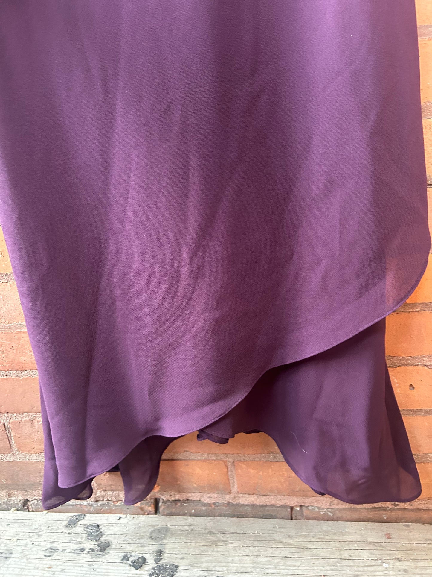90’s Vintage Eggplant Purple Cowl Neck Off the Shoulder Dress / Size 12-14