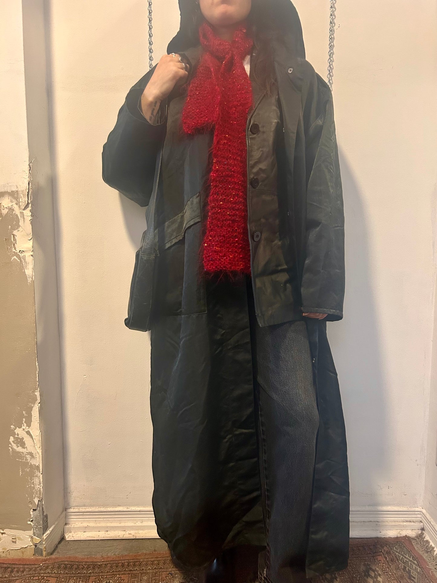 90’s Vintage Linda Lundstrom Black Nylon La Parka Over Coat / Size L - XL