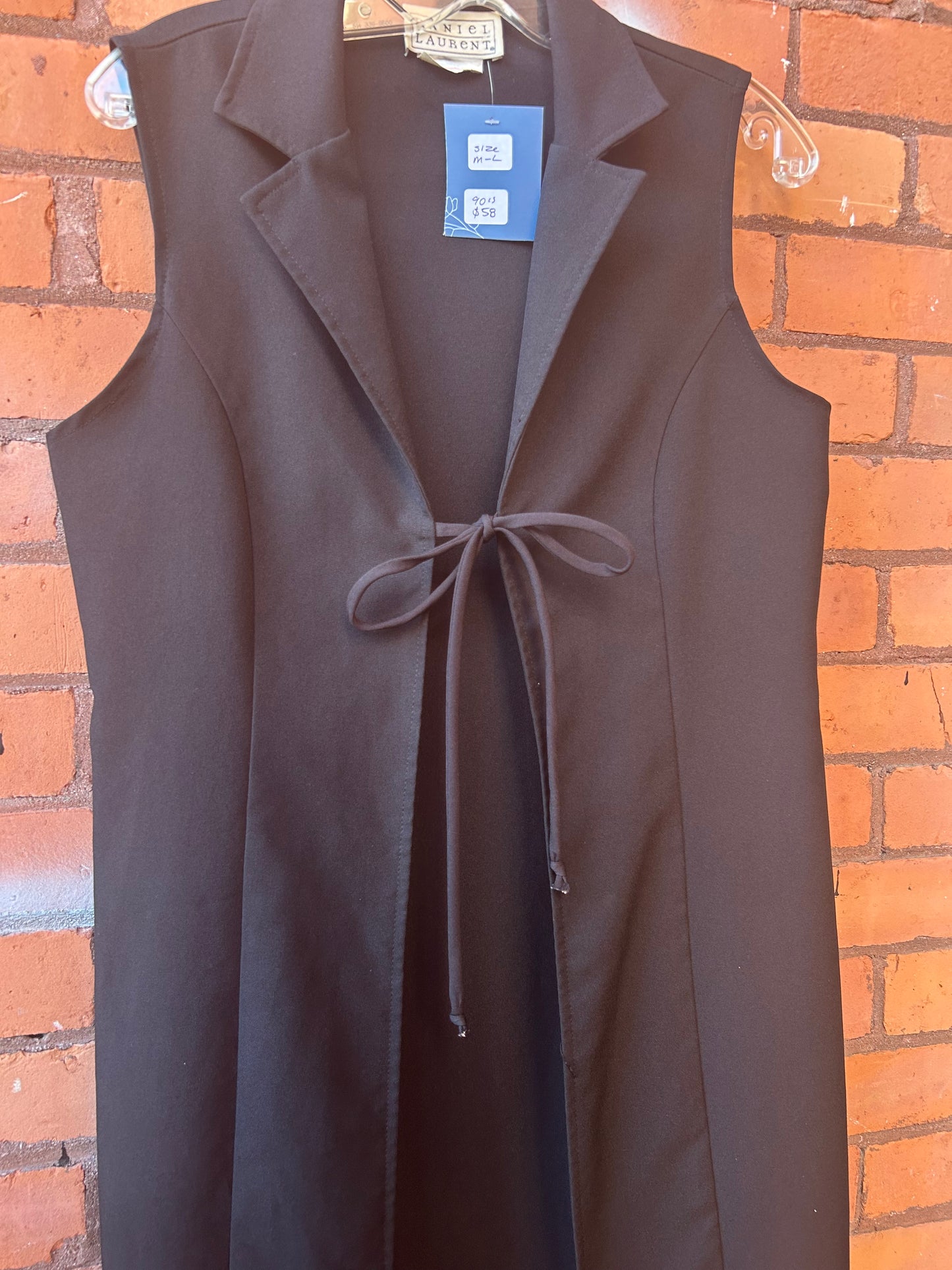 90’s Vintage Black Tie Duster / Size M-L