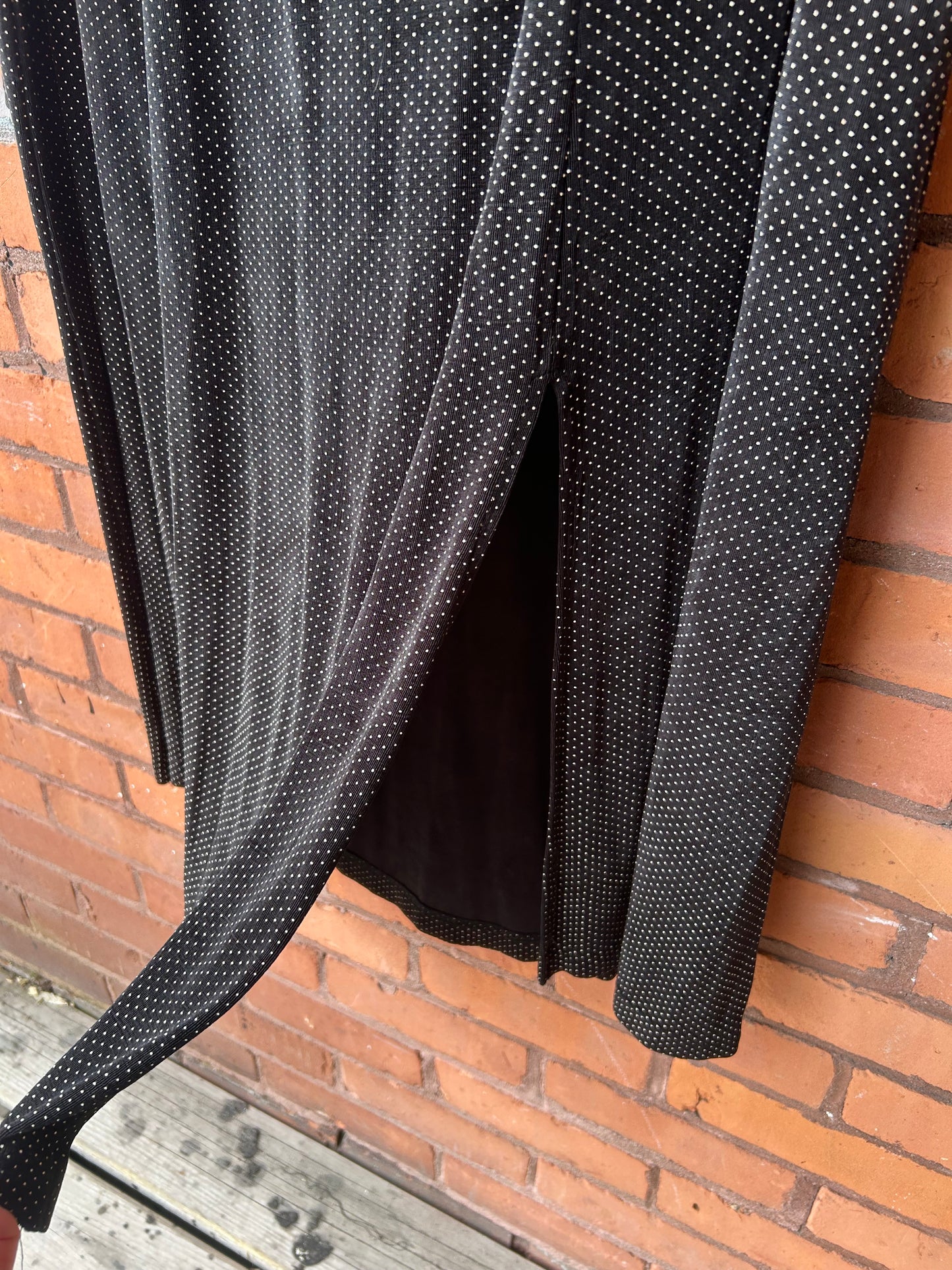 90’s Vintage Polka Dot Slinky Maxi Skirt / 46-56 Waist