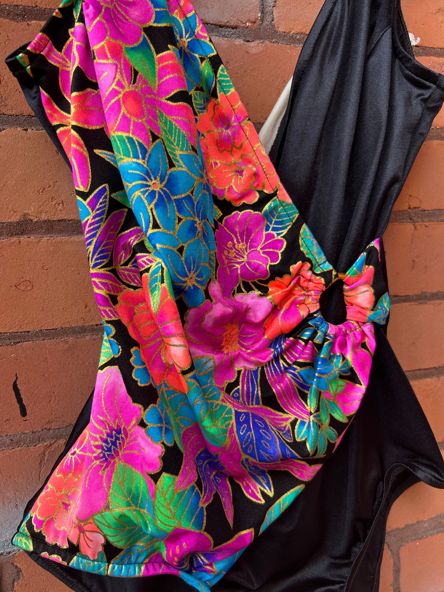90’s Vintage Floral Wrap Swim Suit / Size M