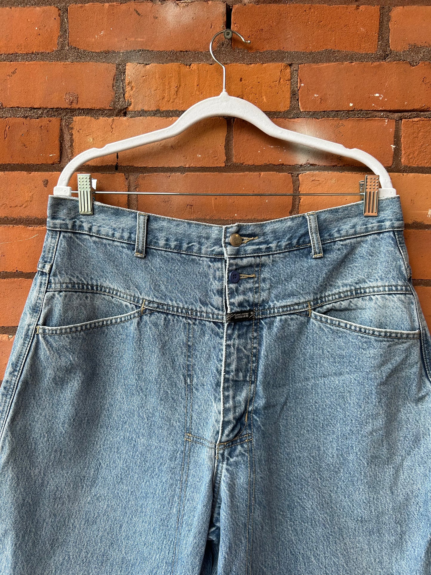 80’s Vintage Girbaud High Waist Light Wash Jeans / 36 Waist