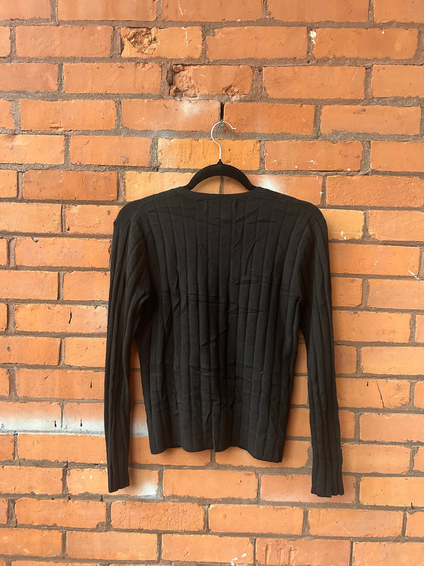 Y2K Vintage Black Ribbed Fitted Cardigan / Size S