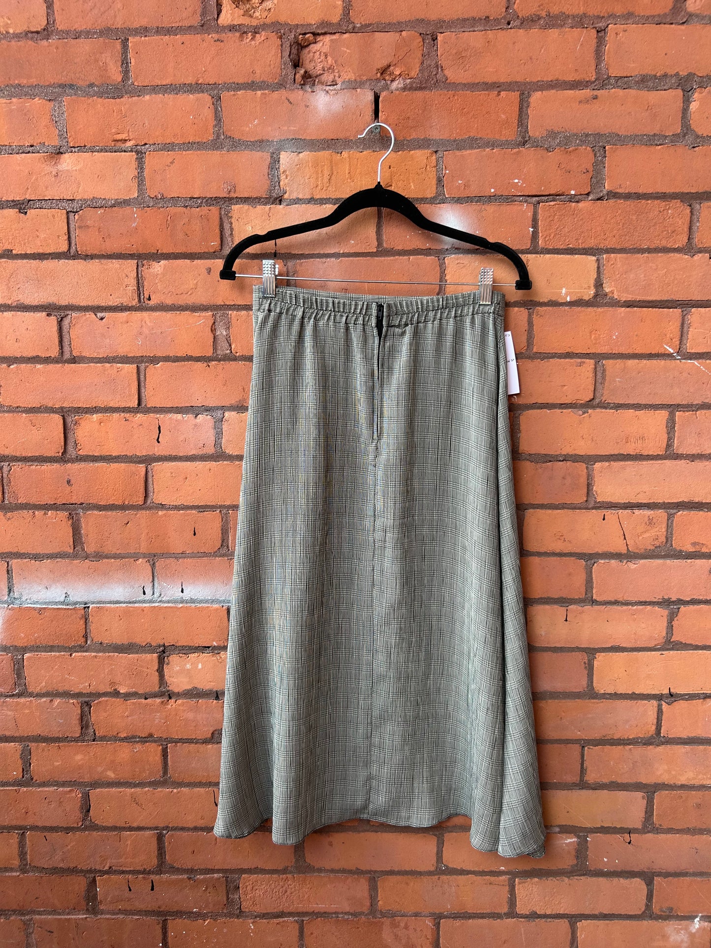 90’s Vintage Black & White Plaid A-Line Skirt / 28-30 Waist