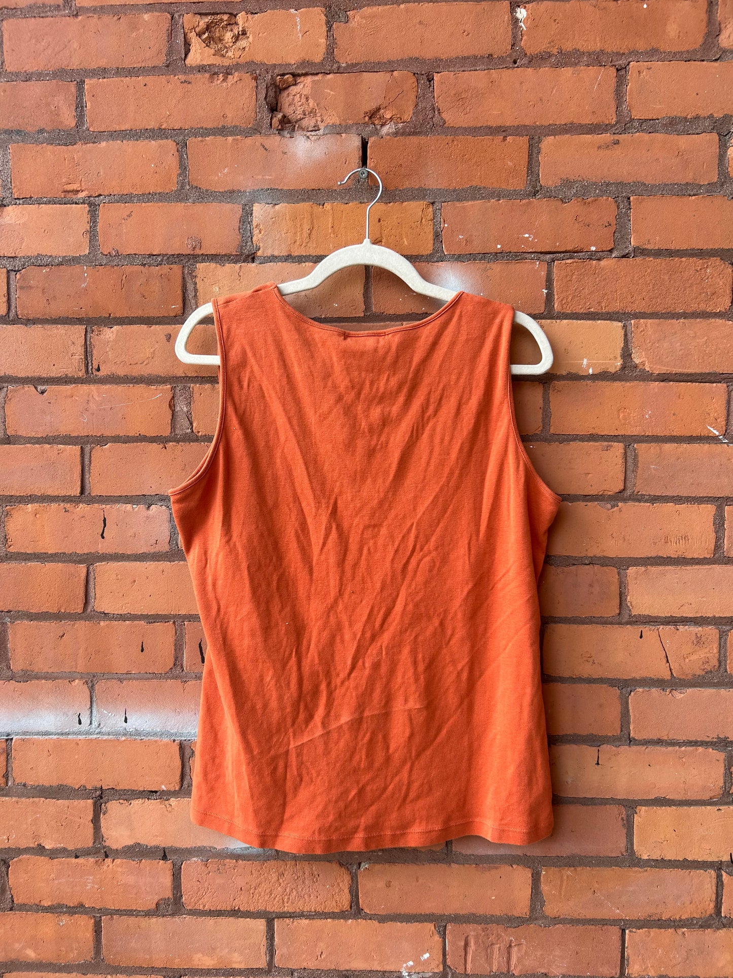Y2K Vintage Orange Cotton & Sequin Boho Tank Top / Size 3X