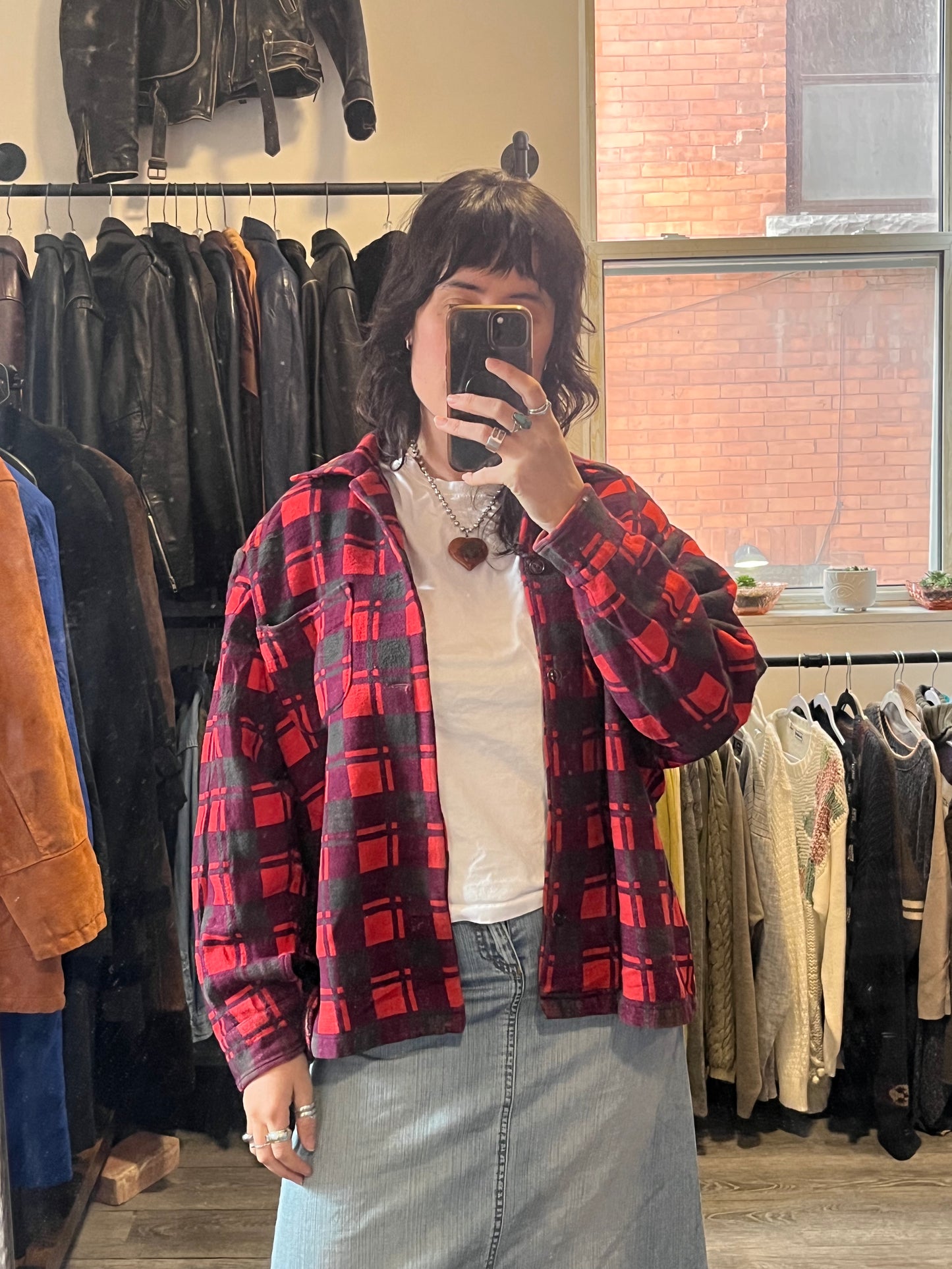 70’s Vintage Plaid Thick Cotton Shacket / Size L
