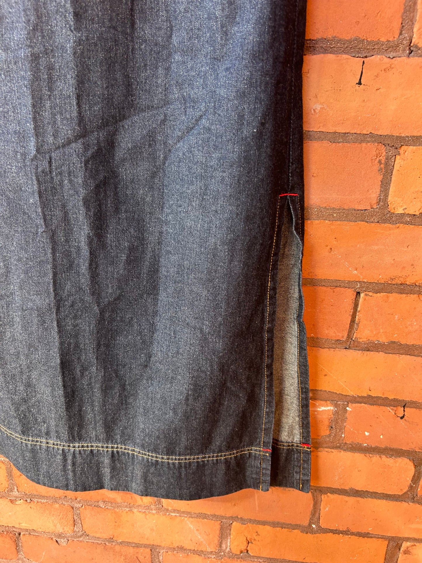 90’s Vintage Denim Front Pocket Cargo Maxi Skirt / 28 Waist