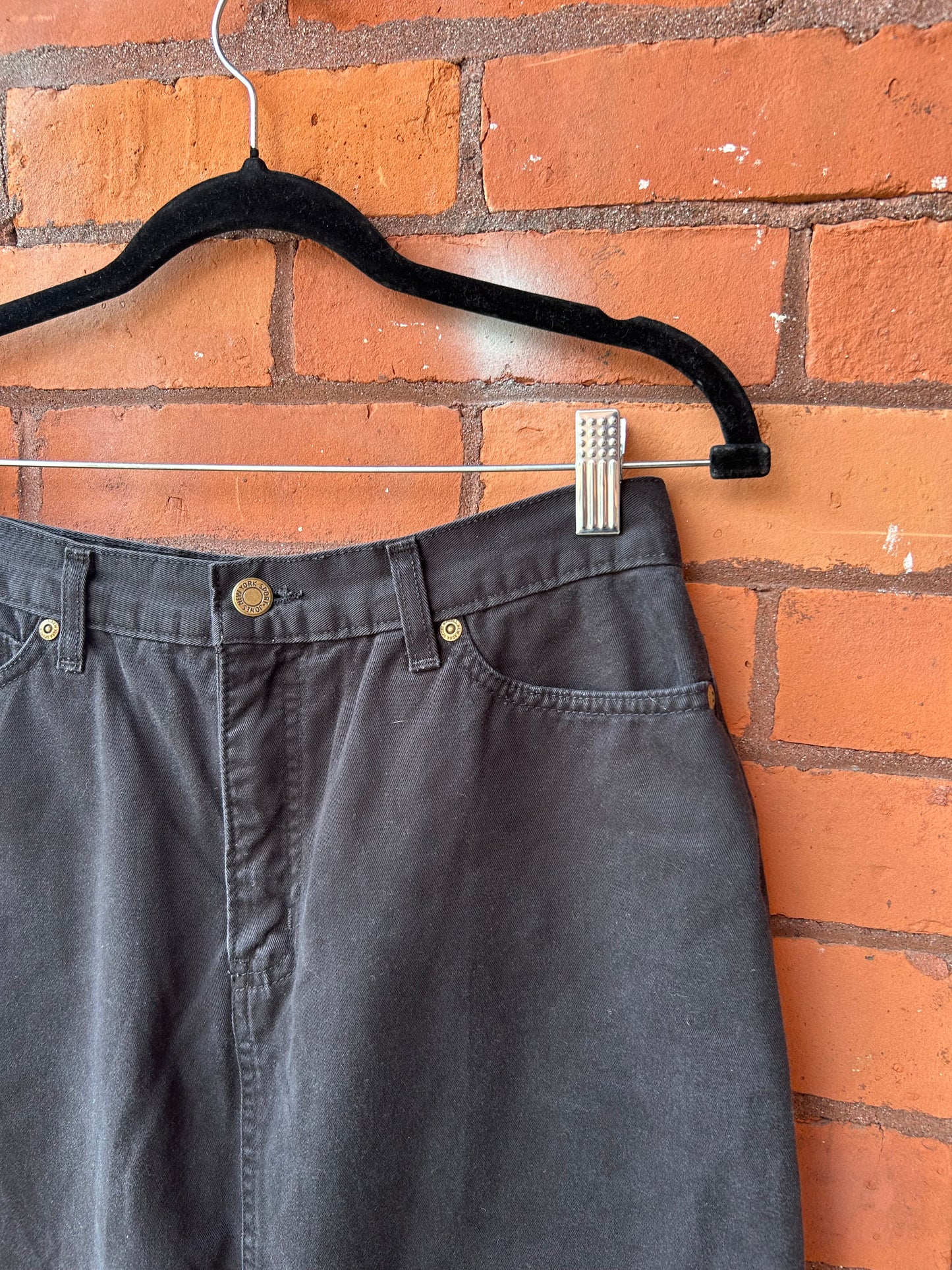 90’s Vintage Black Cotton Midi Skirt / 30 Waist