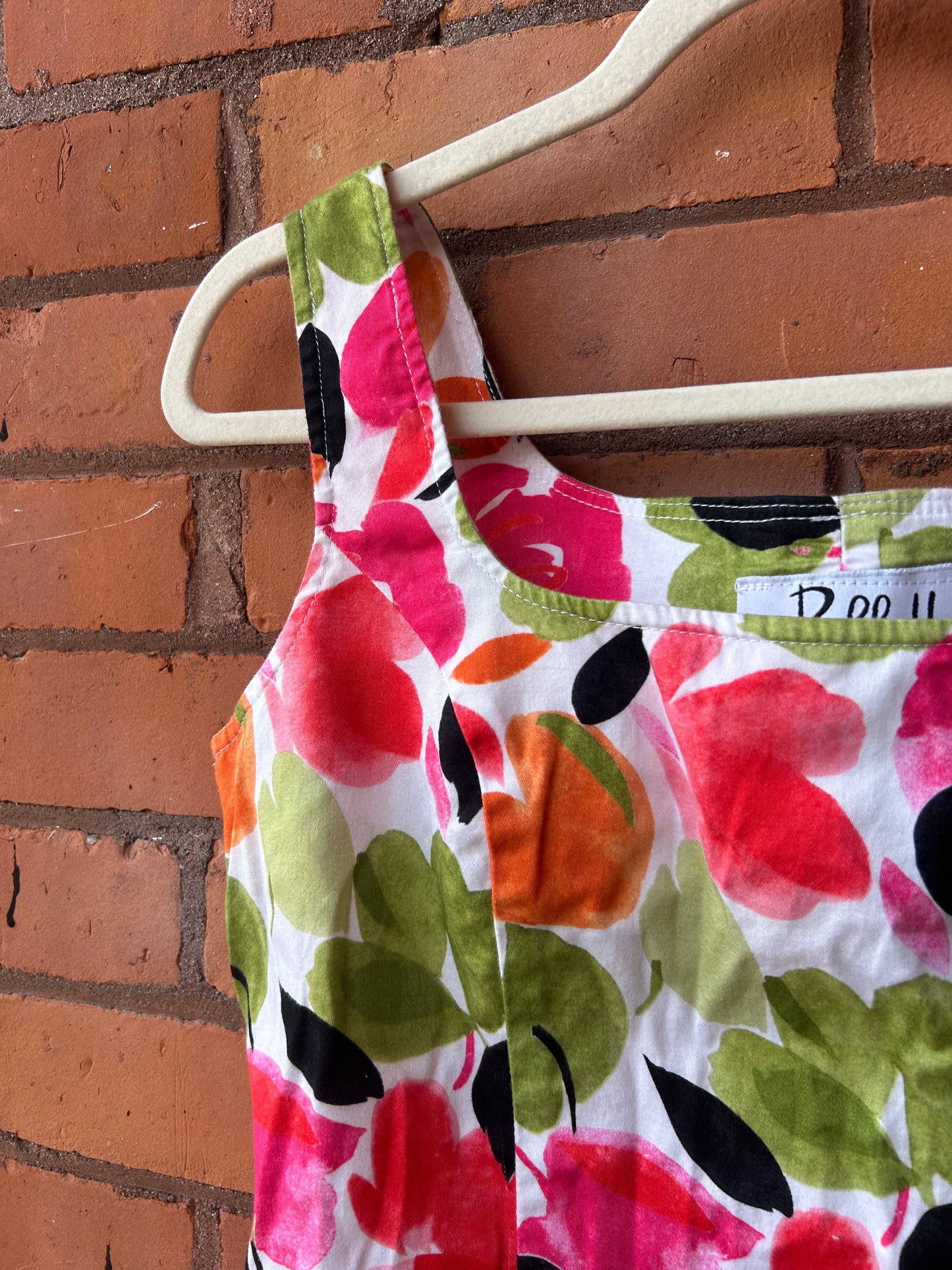 90’s Vintage Bright Floral Structured Crop Tank Top / Size M