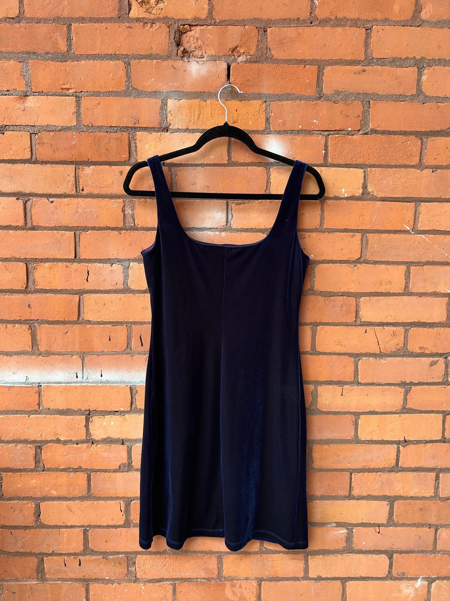 90’s Vintage Midnight Blue Velvet Mini Dress / Size M