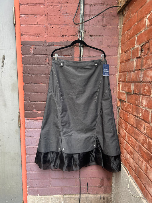 Y2K Vintage Grey & Black Tulle Trim Maxi Skirt / 32 Waist