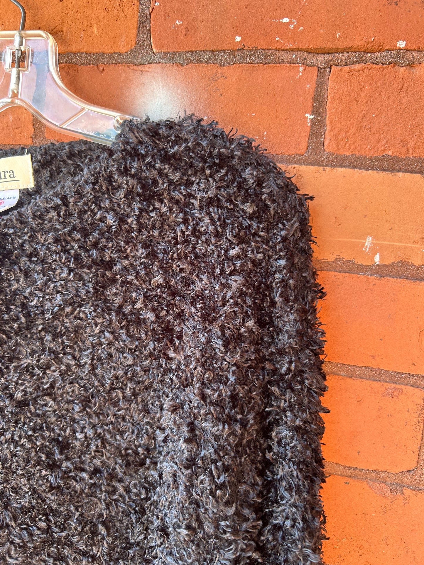 90’s Vintage Fuzzy Black Boxy Sweater / Size XL