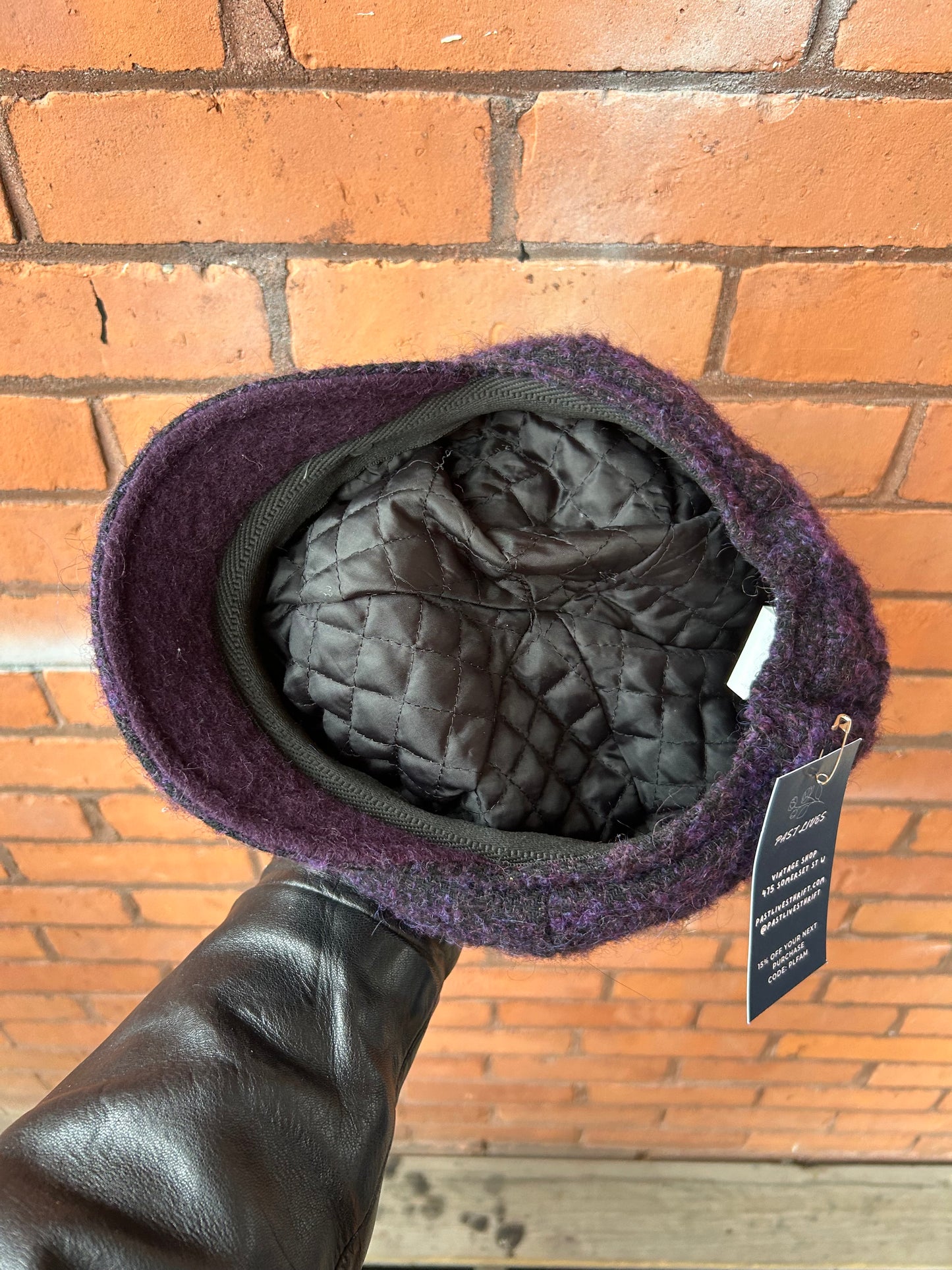 90’s Vintage Purple & Black Wool Fisherman Cap