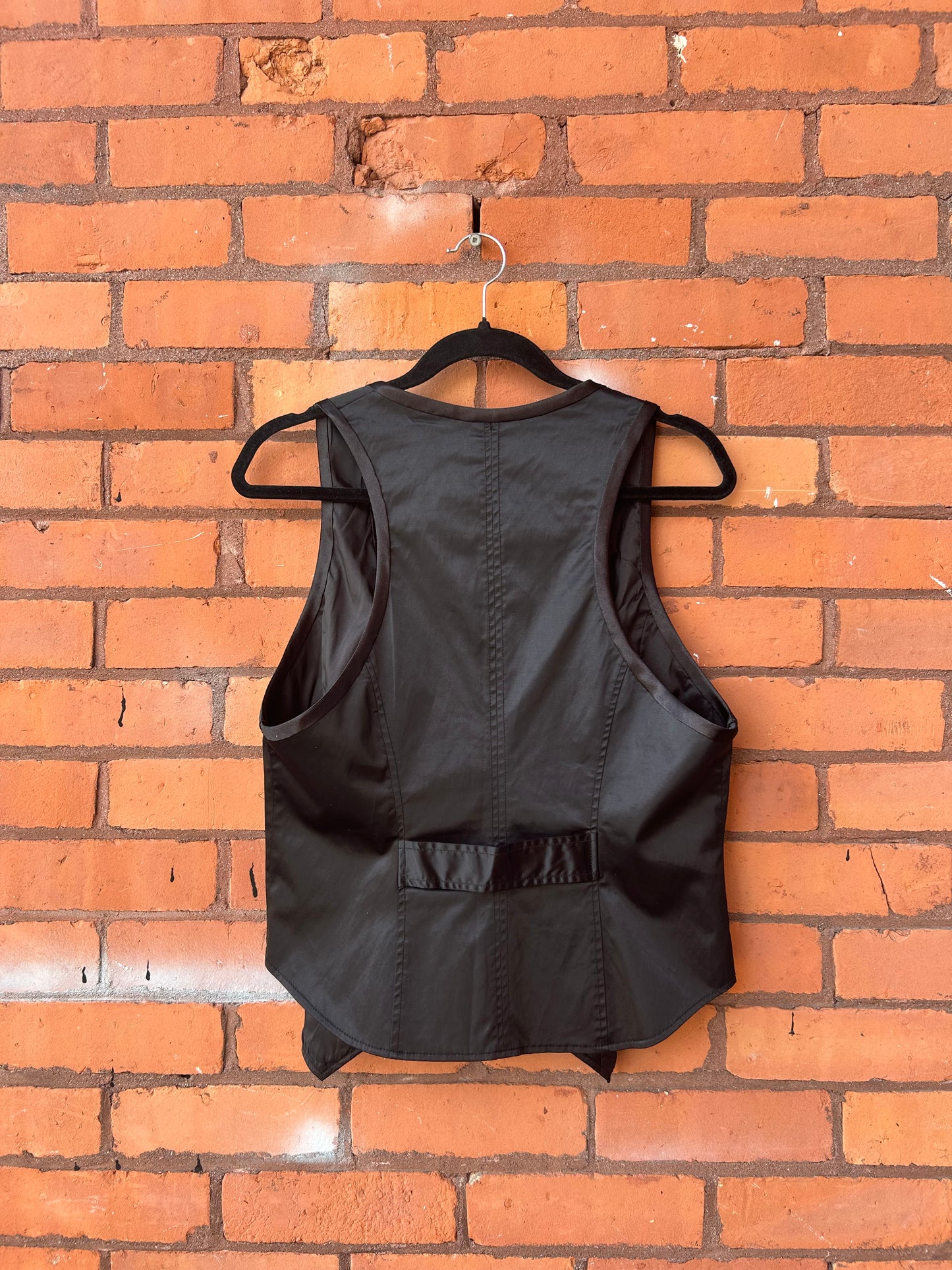 Y2K Vintage Black Double Breasted Vest Top / Size L